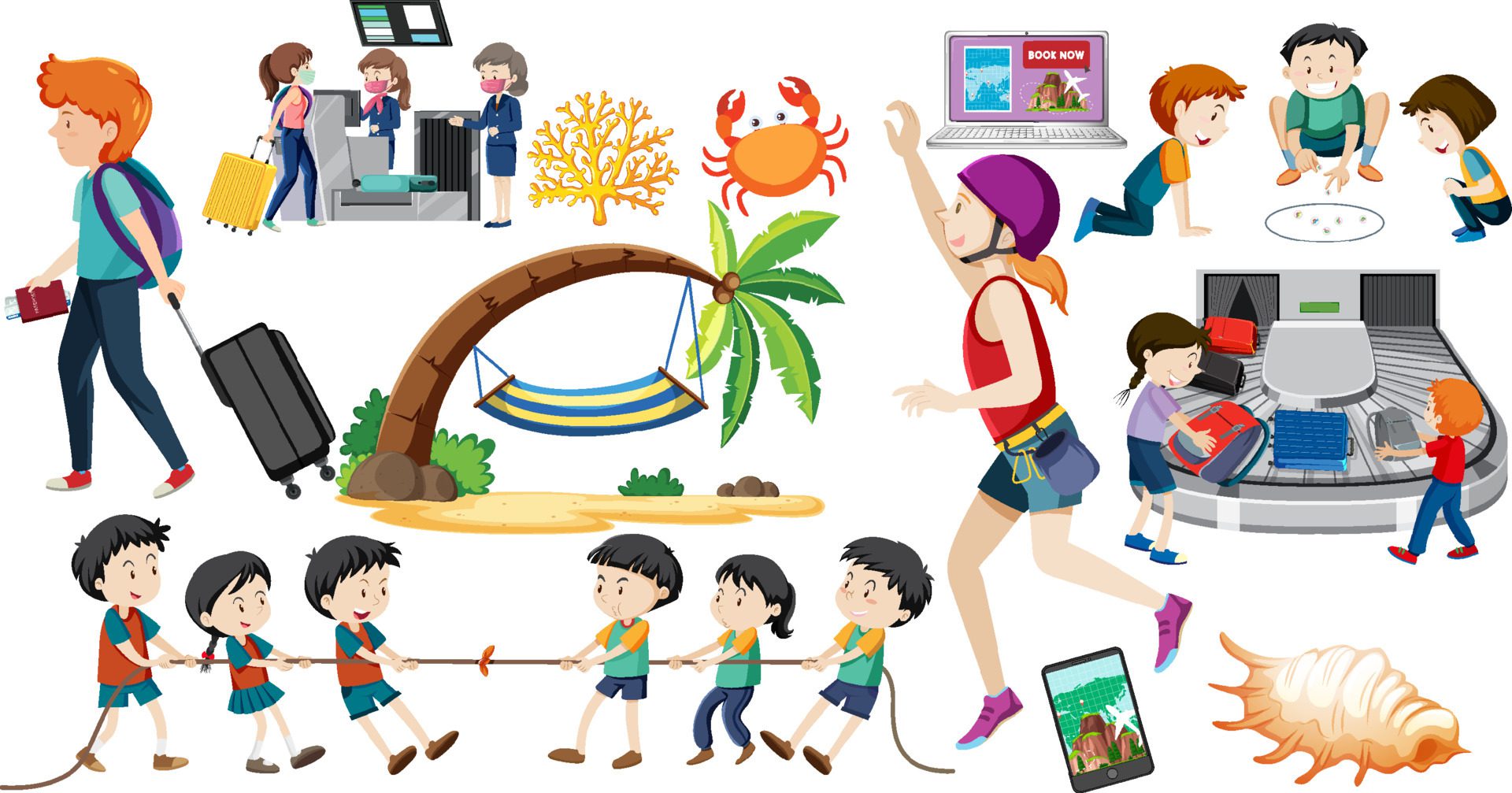 Set of people doing different activities Free Vector