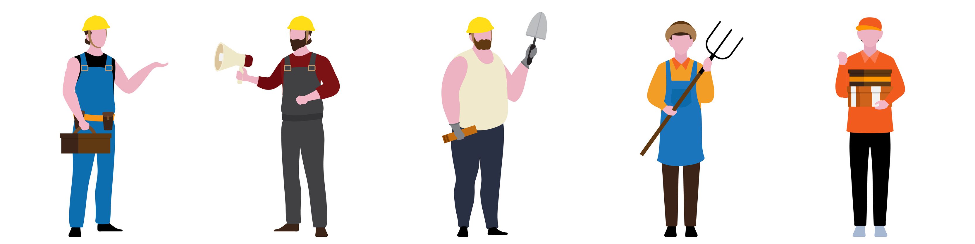 Flat Character of General contractor set Free Vector