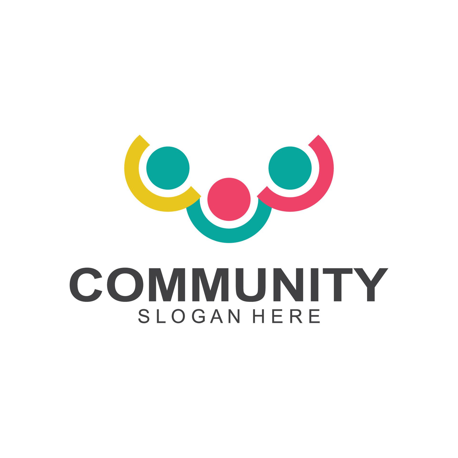 Community logos people check. Logos for teams or groups and companies design Free Vector