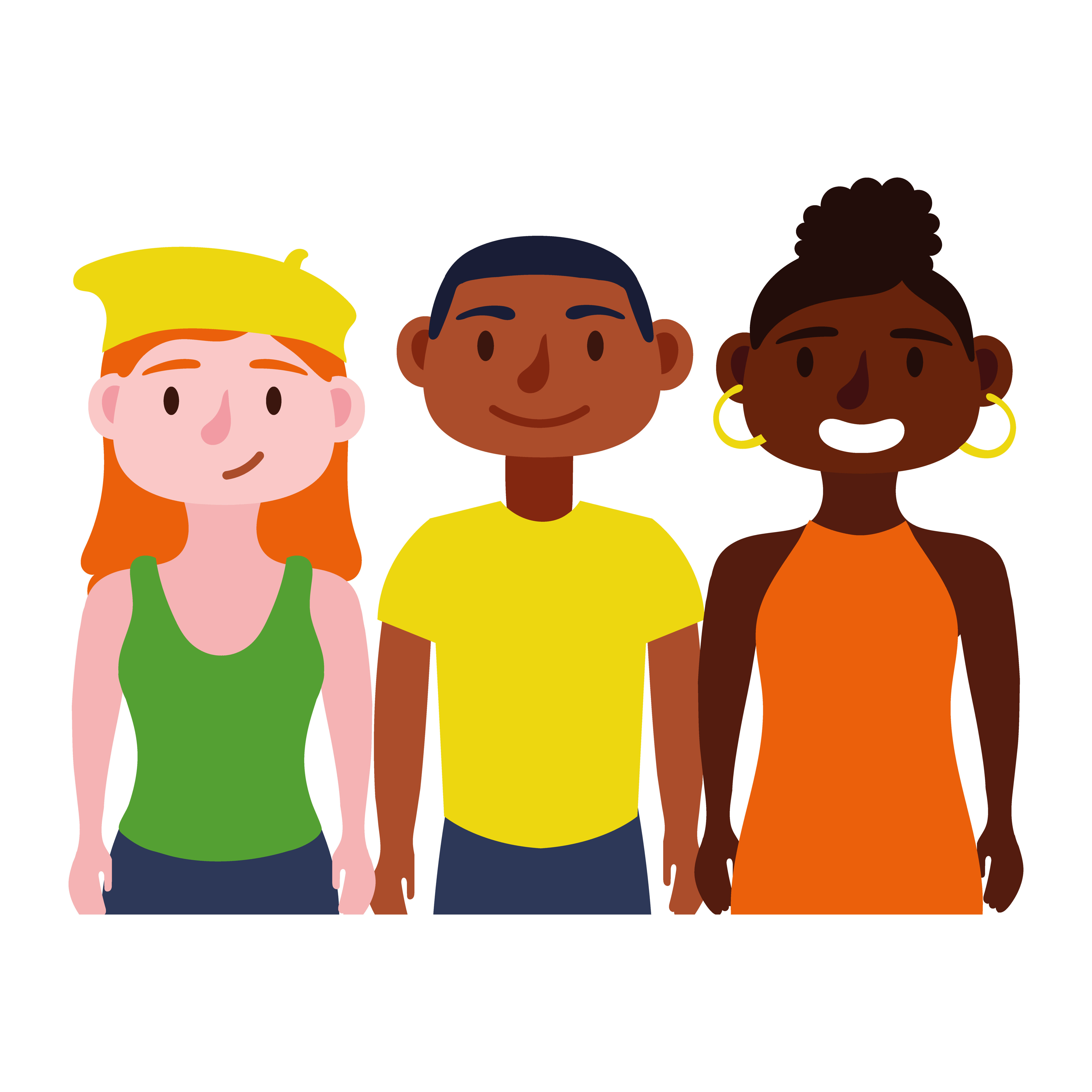 young interracial people avatars characters Free Vector