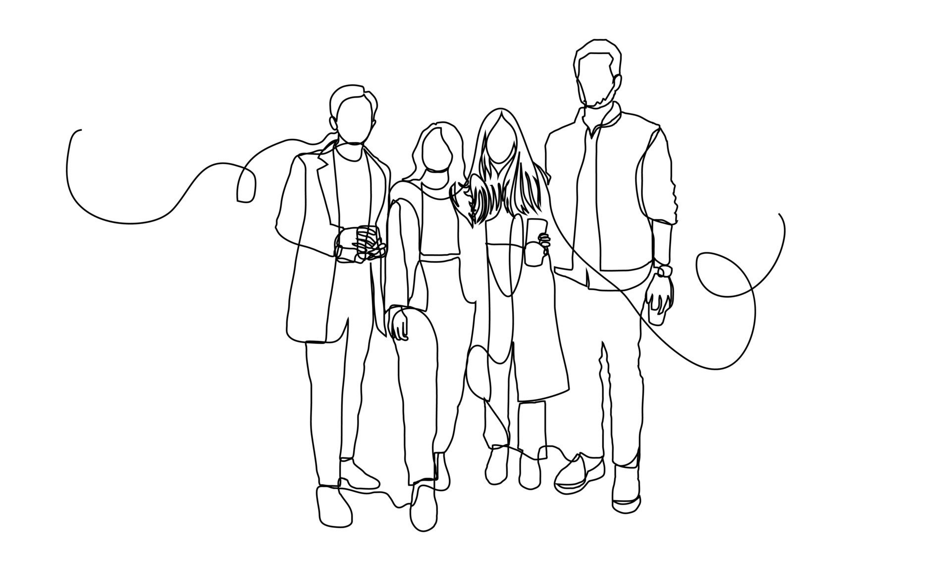 young executive people one continuous line sketch vector, suitable for brochure, leaflet, booklet. Free Vector