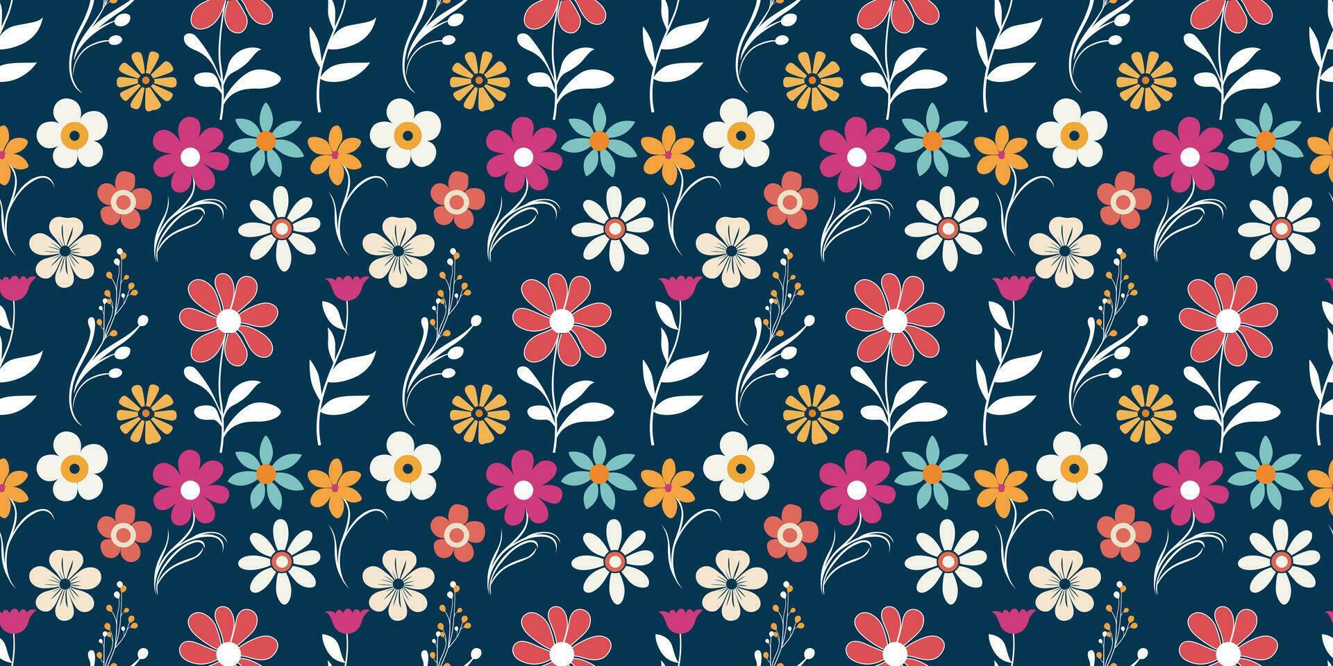 Flat style floral papercraft pattern flowers vector Stock Free