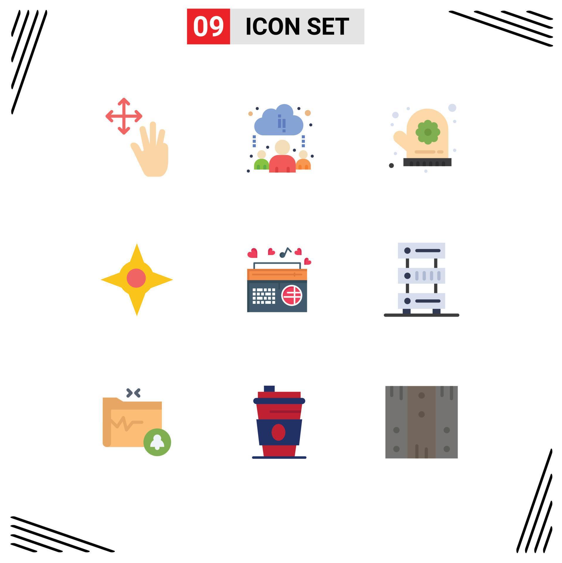 Universal Icon Symbols Group of 9 Modern Flat Colors of songs fm flower music way Editable Vector Design Elements Stock Free