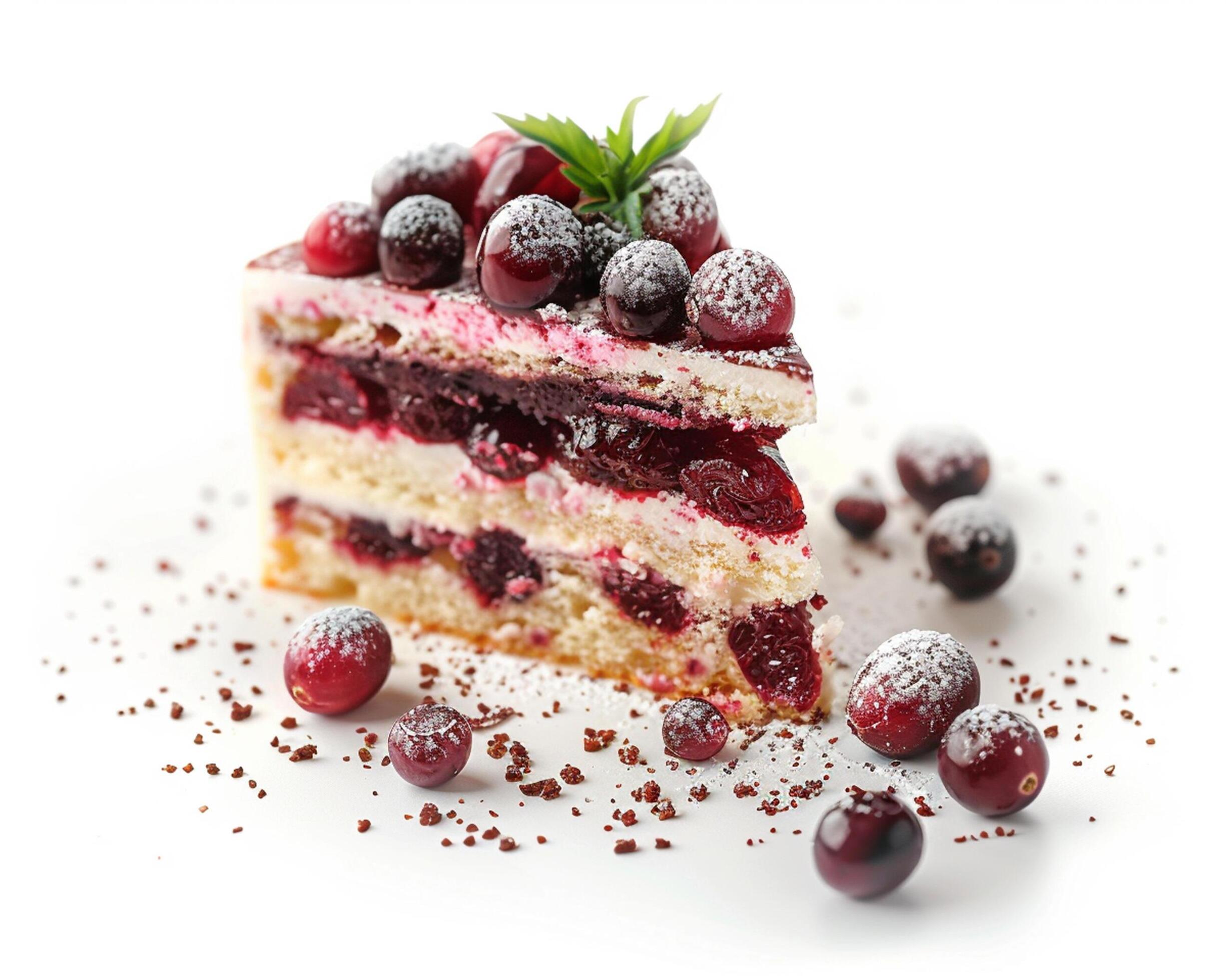 a piece of cake with cherries on top Stock Free