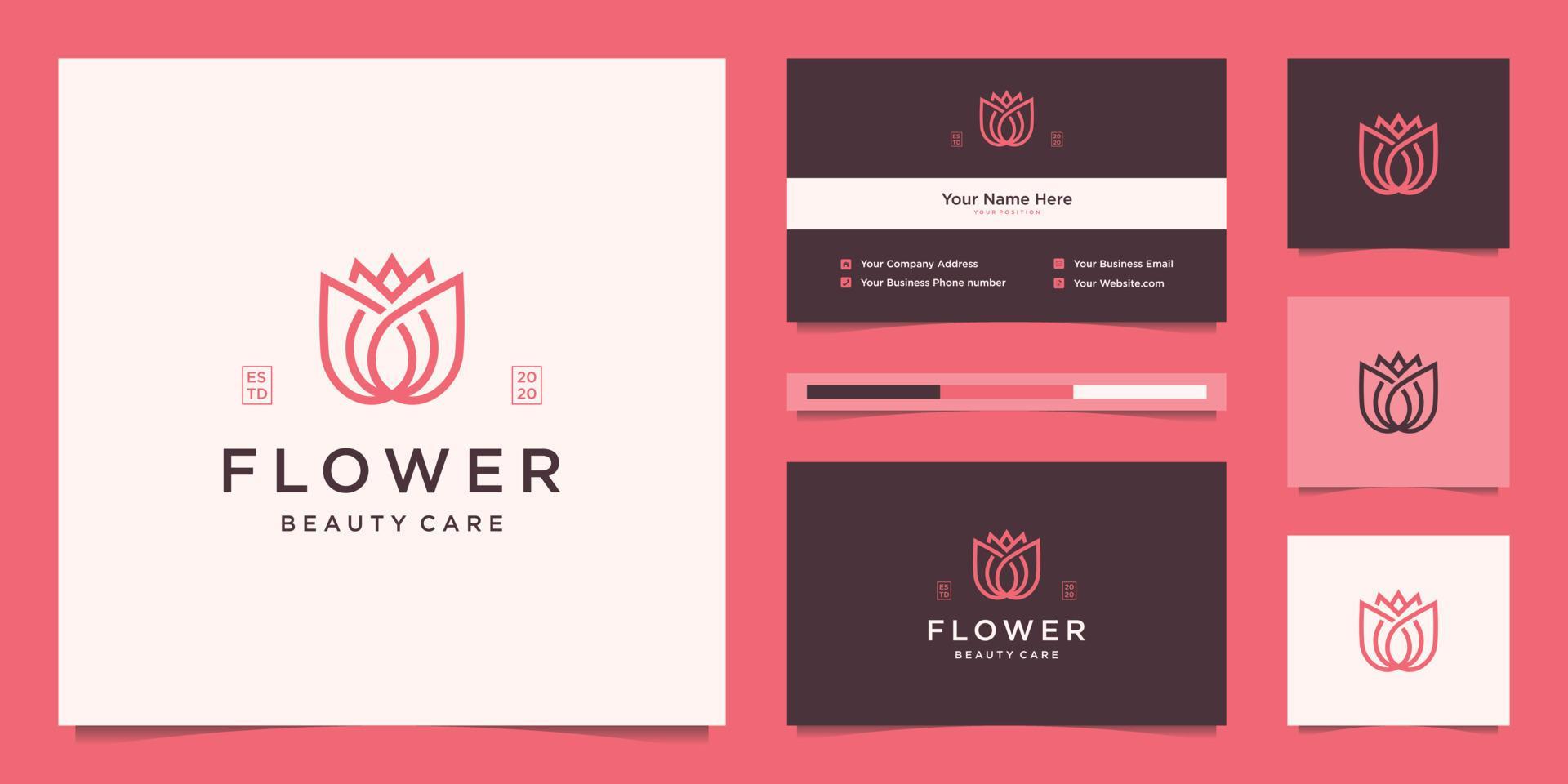 lotus flower beauty linear logo design and business card Stock Free and Free SVG