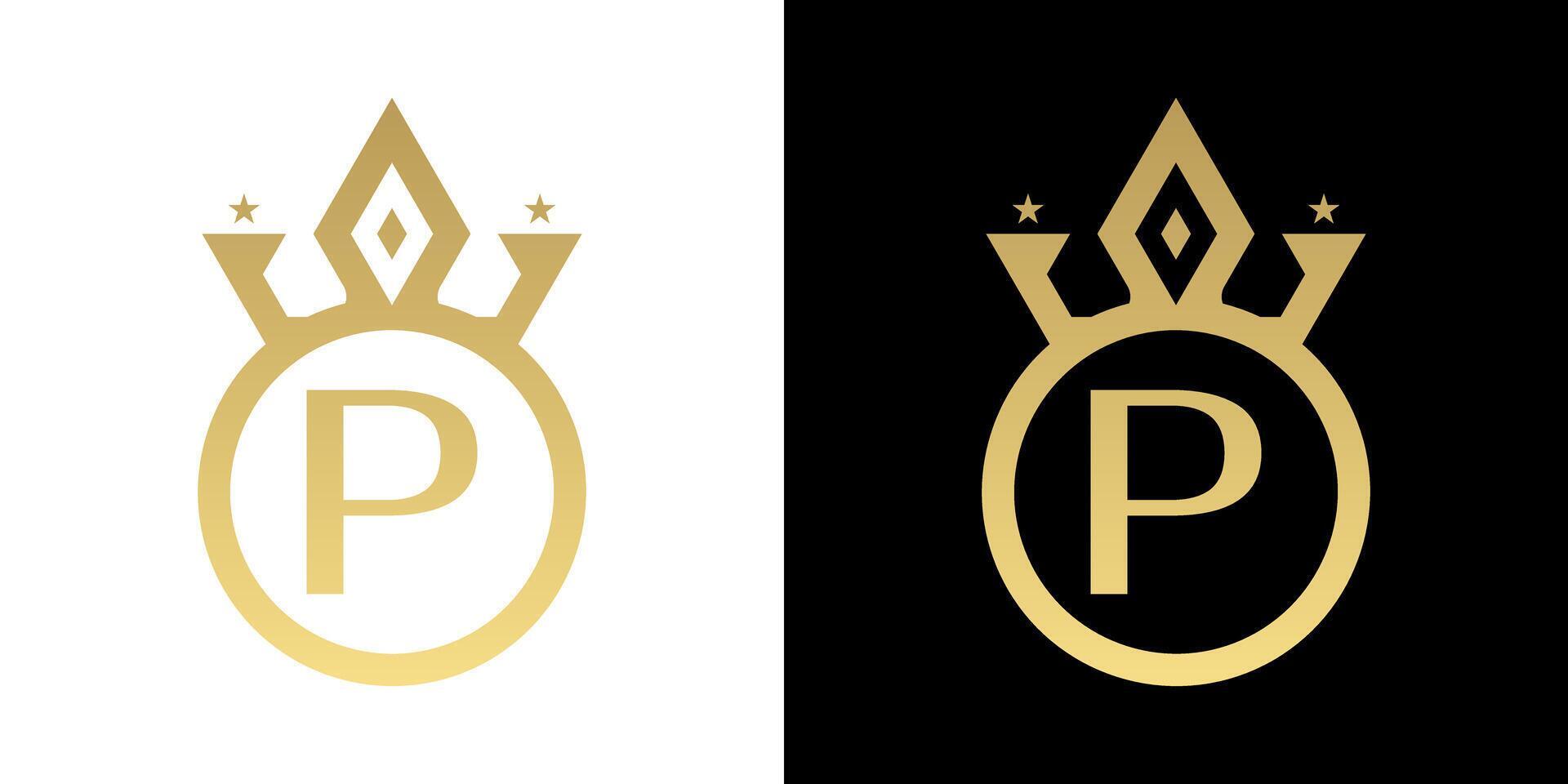 Letter P Crown Logo, Letter P Logo with crown Template for Sign Luxury Star Elegant Beauty,fashion Stock Free