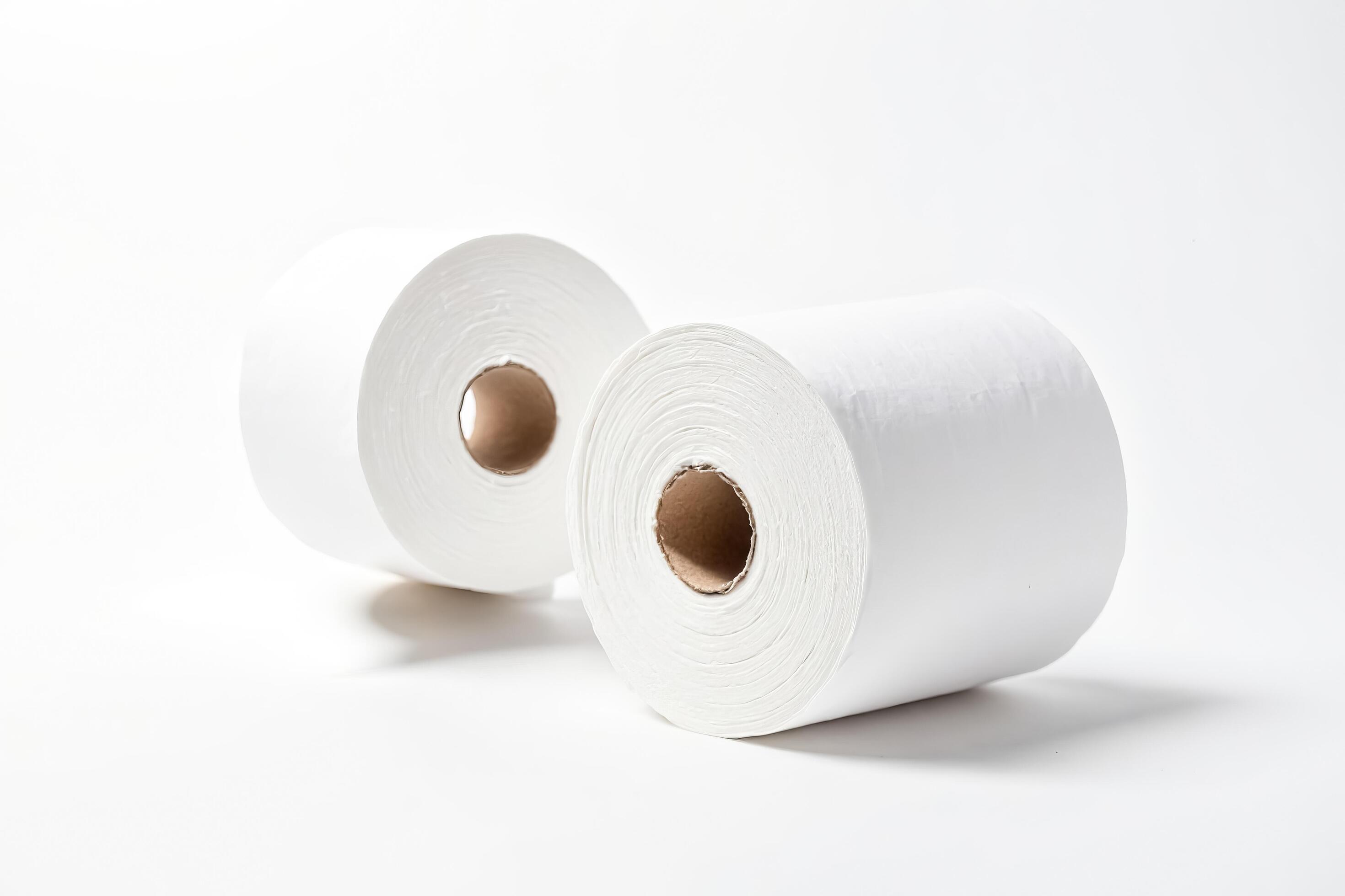 White paper roll on white background Stock Free