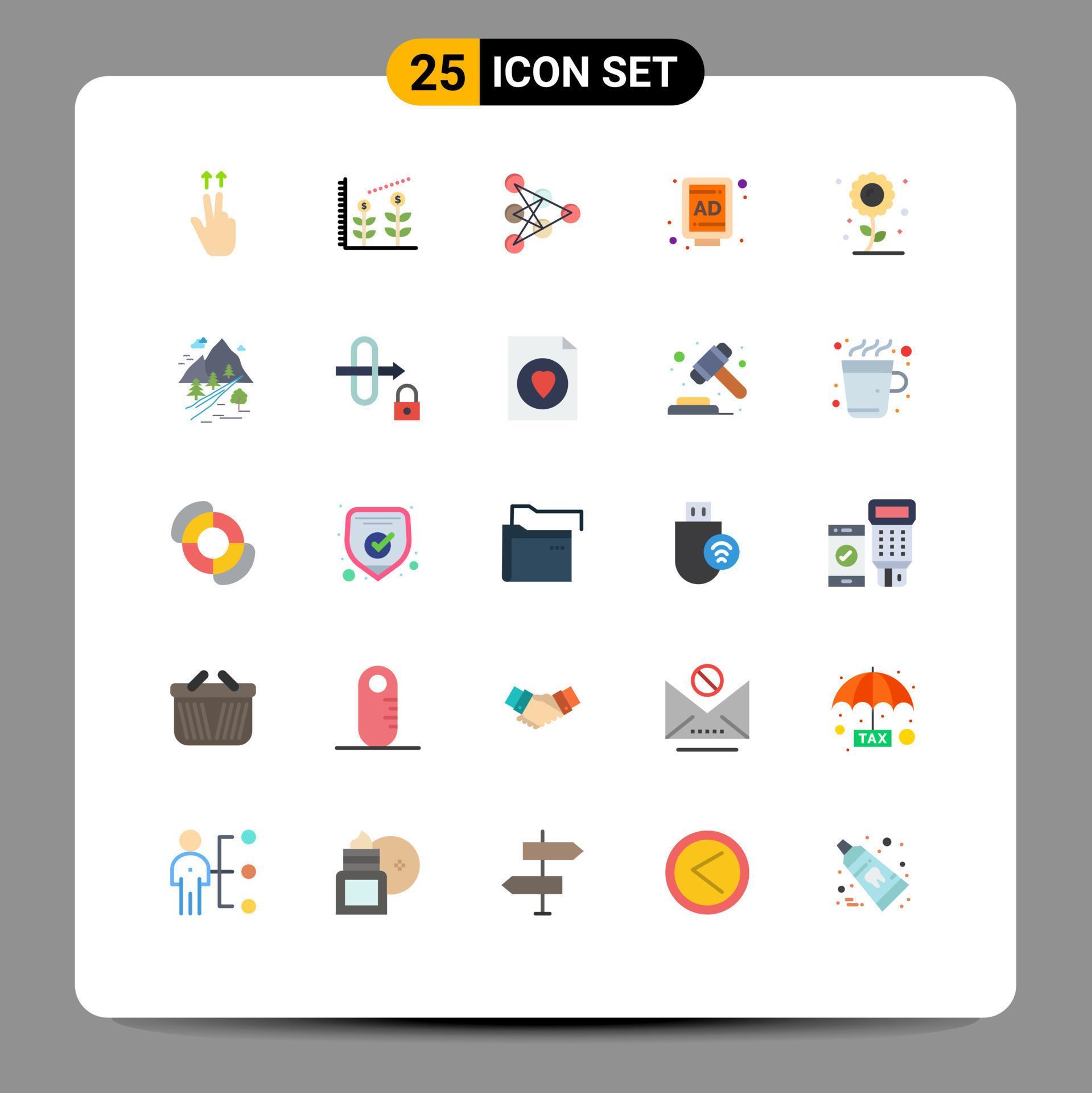 Universal Icon Symbols Group of 25 Modern Flat Colors of rocks plant algorithm flower street Editable Vector Design Elements Stock Free and Free SVG