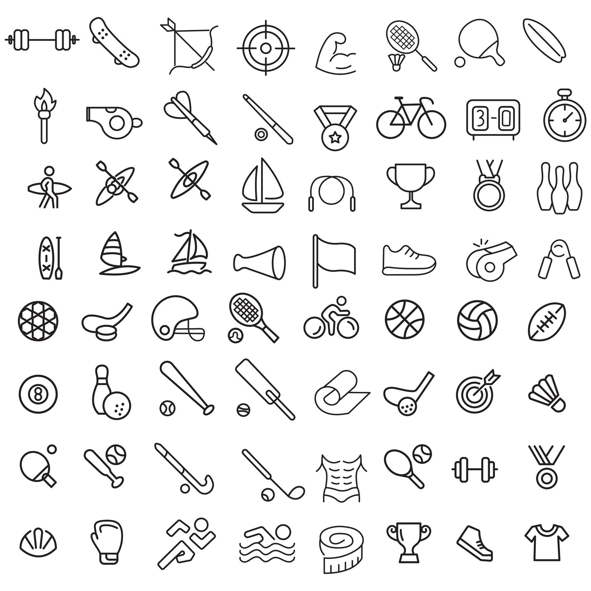 Sports icon set. Shapes Sports, Sports icon collection, Active lifestyle people and icon set, runners active lifestyle icons. Free Vector