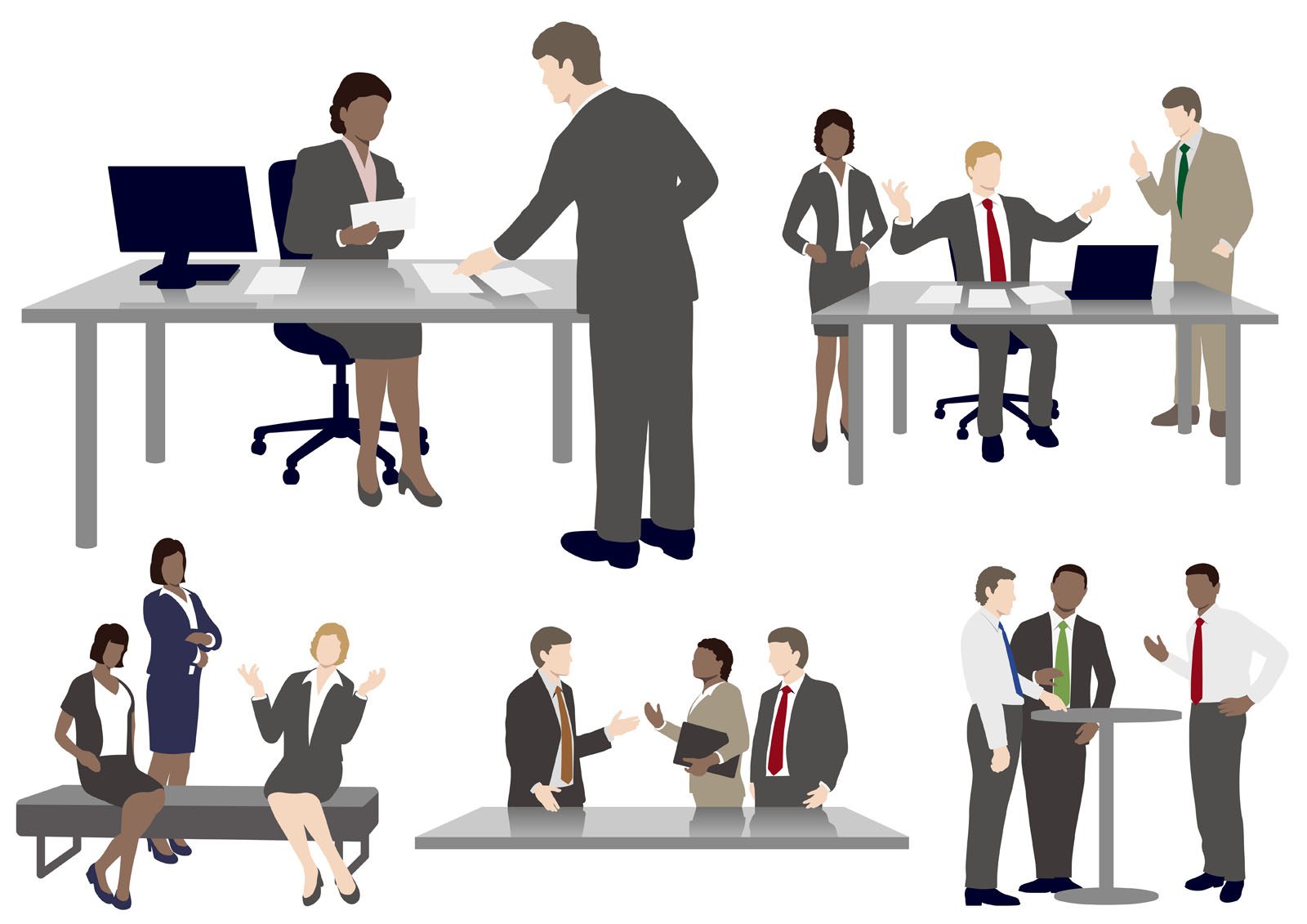 Set of business people in flat style Free Vector