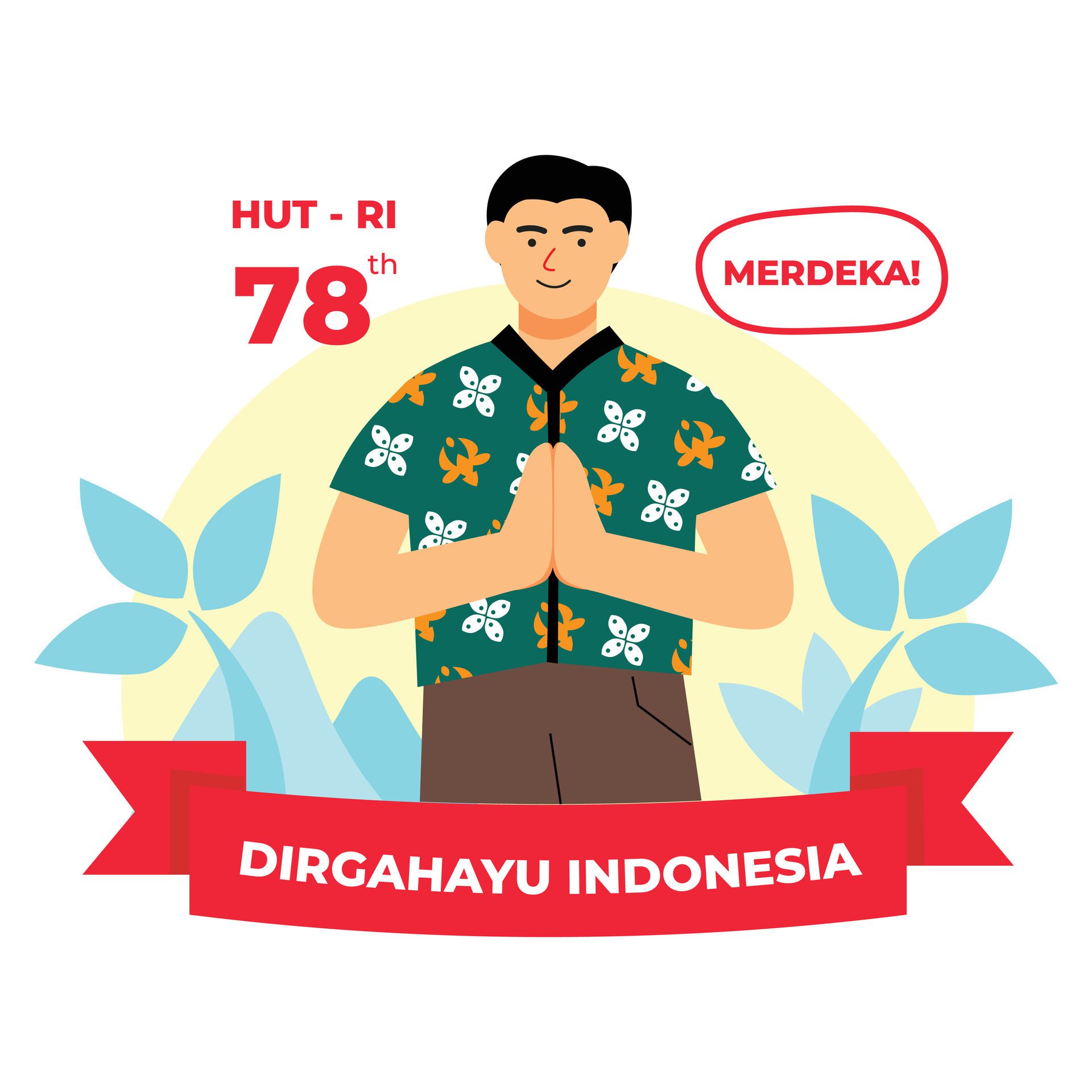 Vector flat illustration people celebrating indonesian independence day Free Vector