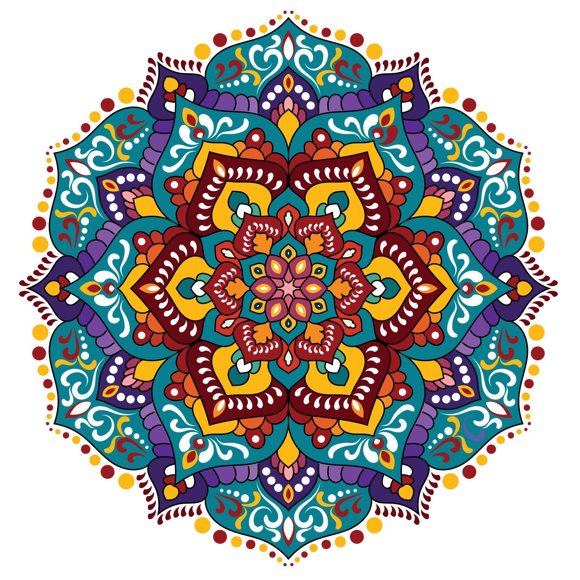 Vector colorful floral modern mandala and flower background. Stock Free