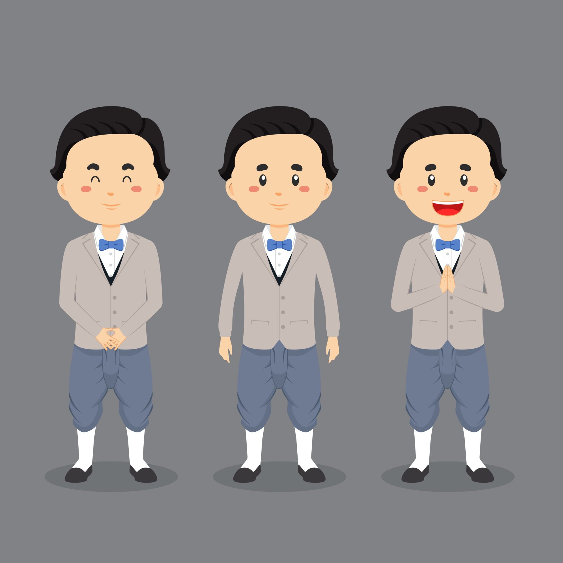 Thailand Character with Various Expression Free Vector