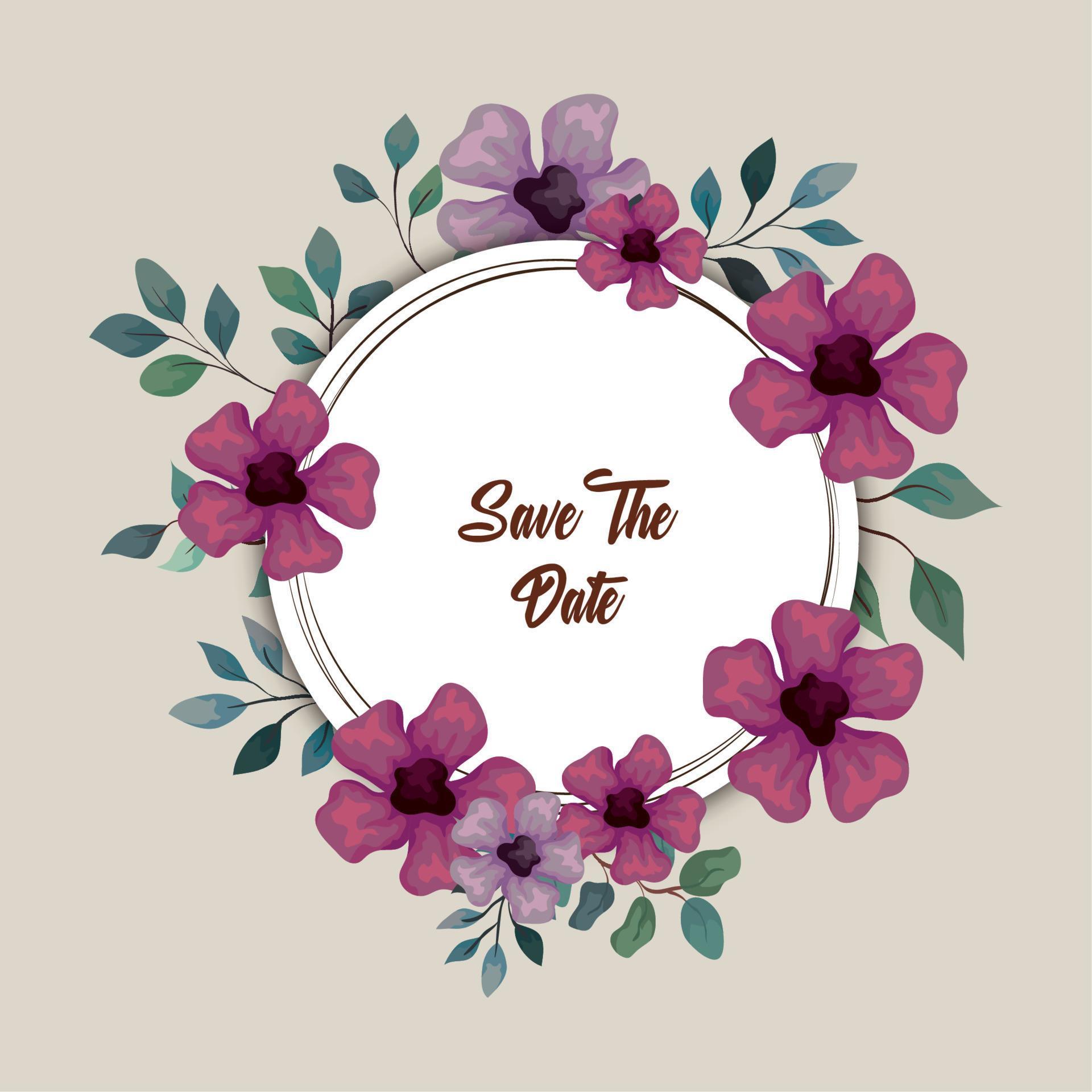 greeting card with flowers lilac and purple color, wedding invitation with flowers with branches and leaves decoration Stock Free and Free SVG