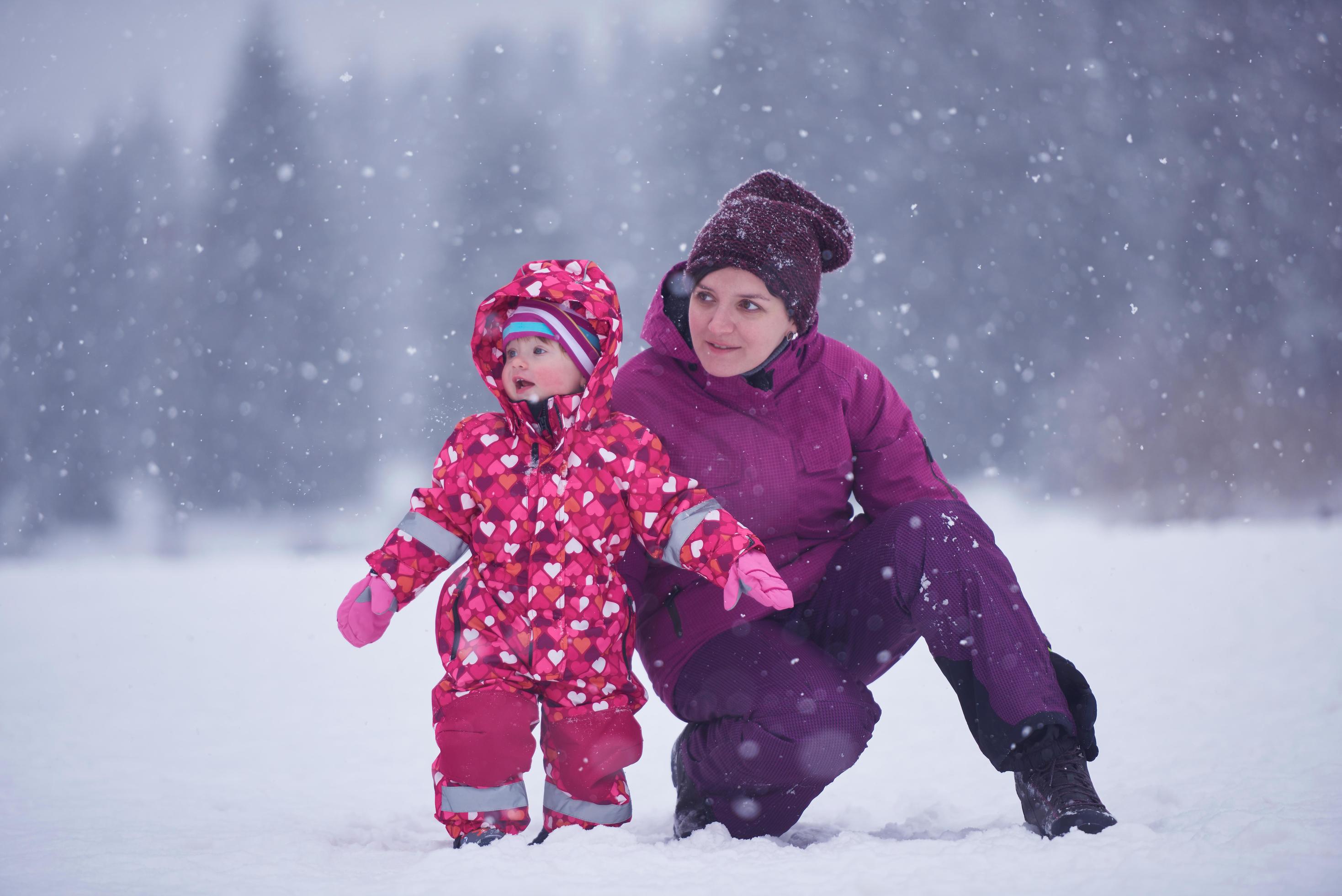 Family in snow Stock Free