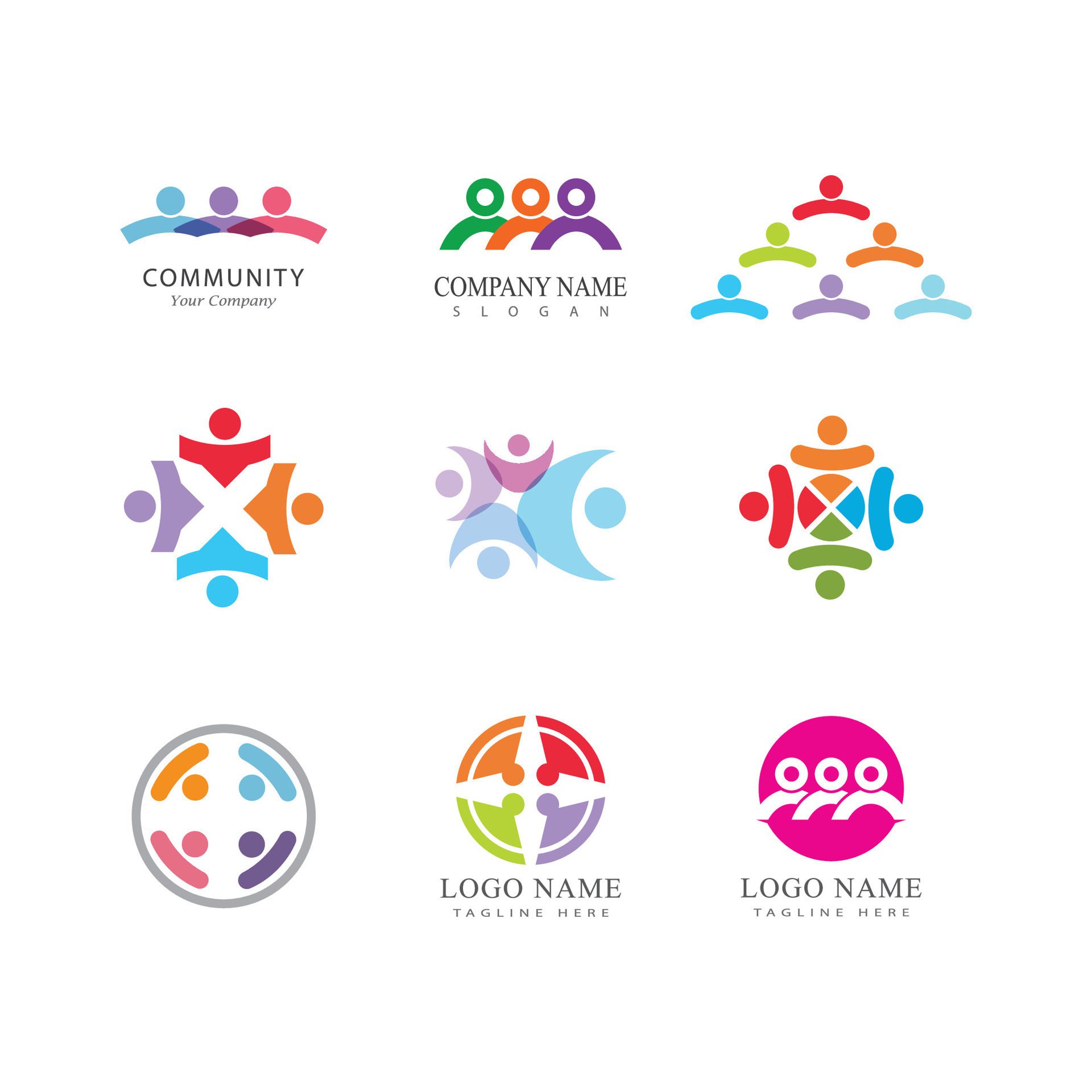 
									Community, network and social logo people design Free Vector