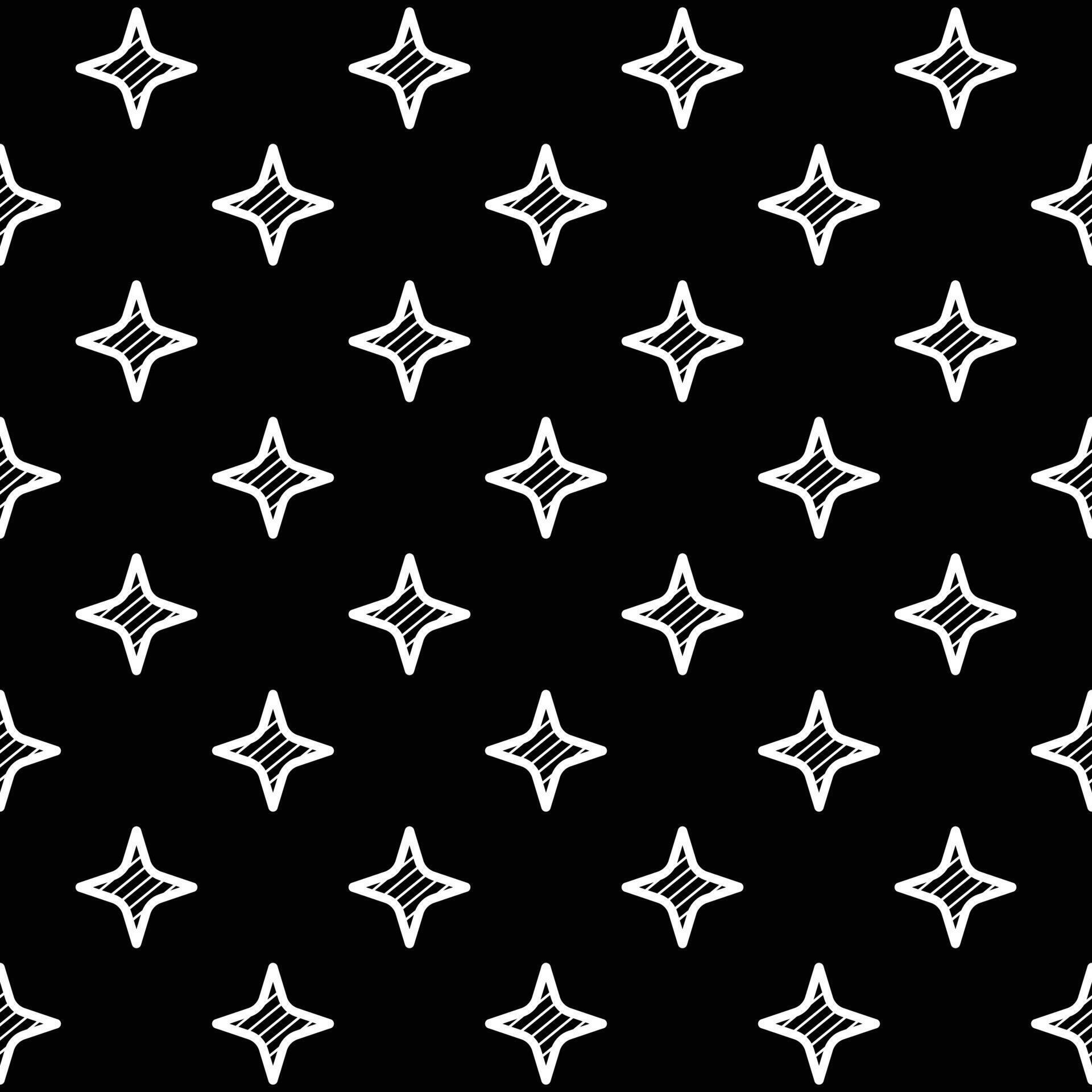 Pattern white shining star on black background Stock Free