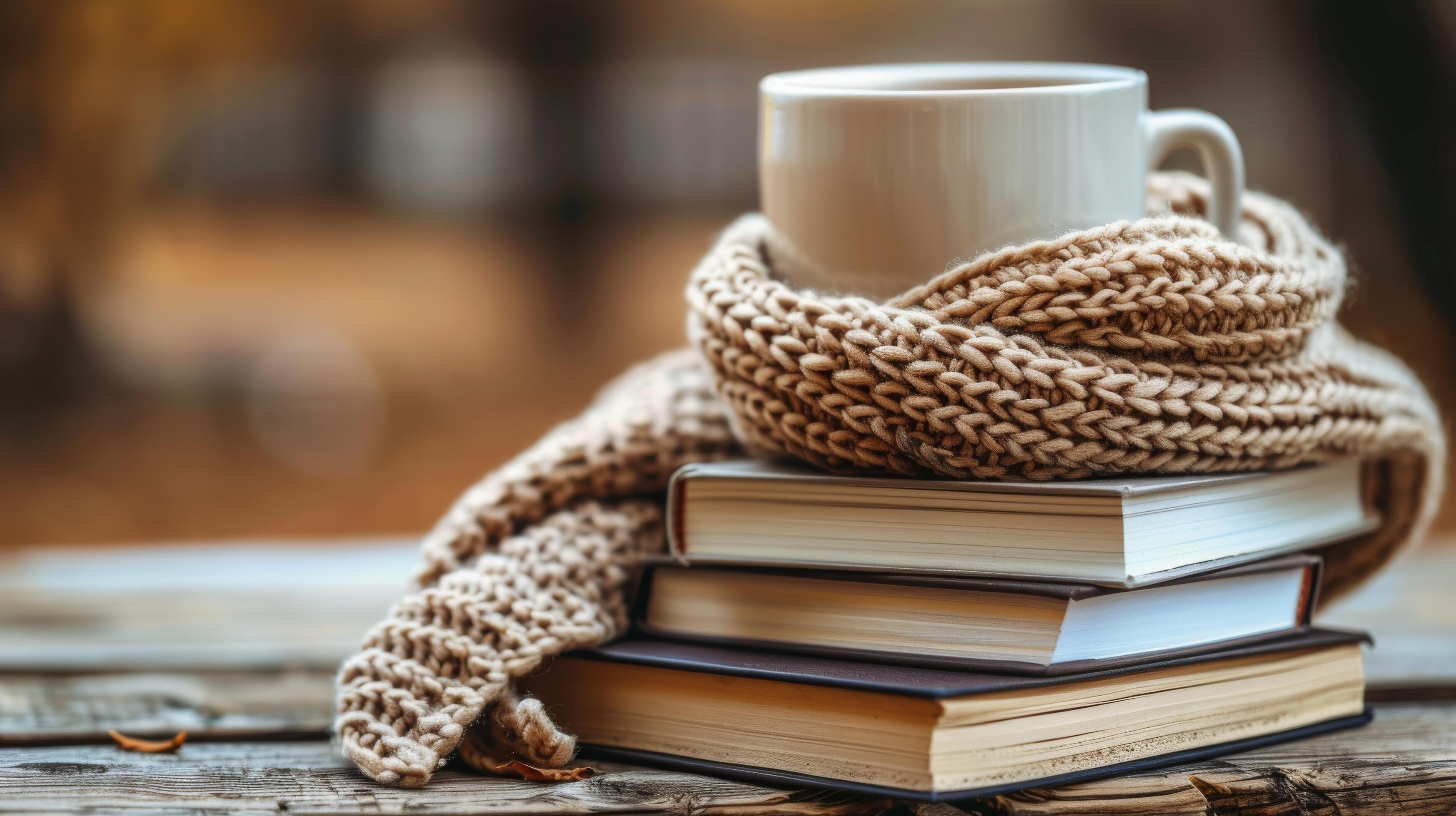 Coffee Cup on Pile of Books Stock Free