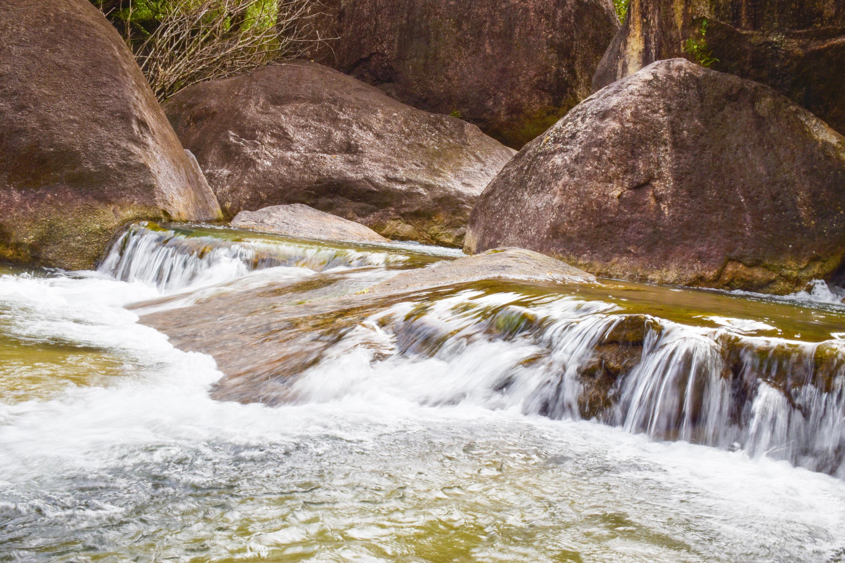 waterfal beauty nature and rock stone in south Thailand Stock Free