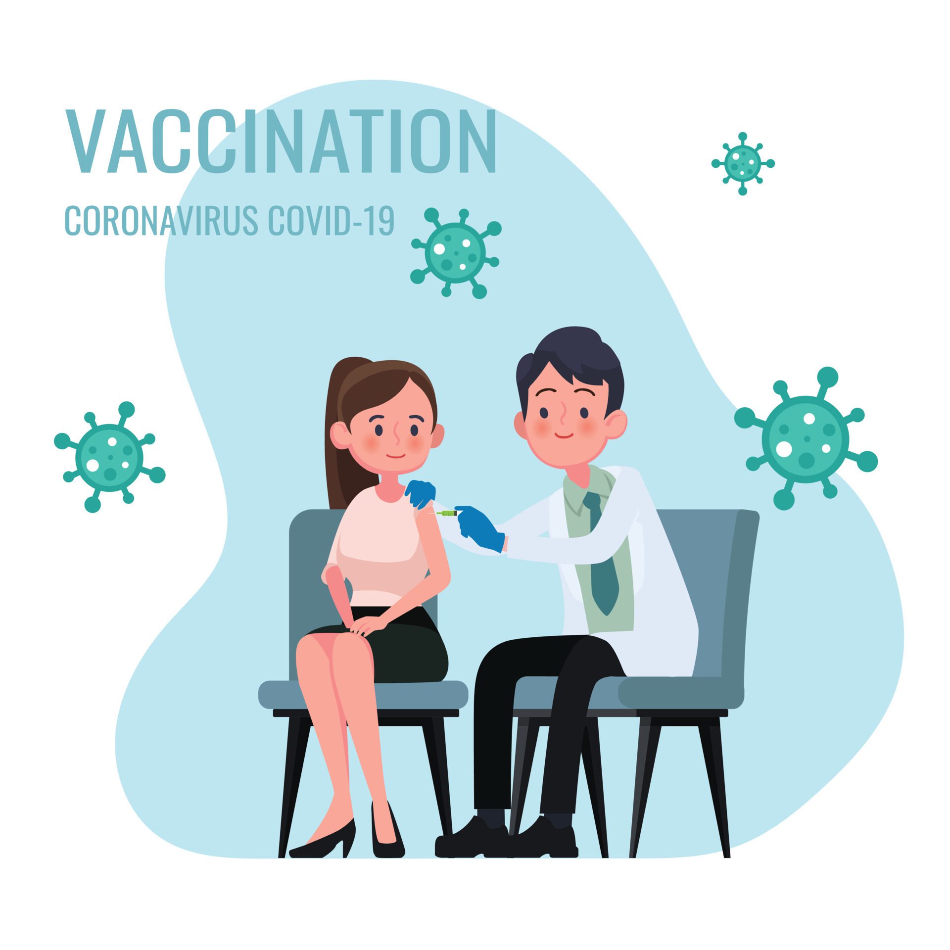 People vaccinated concept for immune health.A doctor gets a flu vaccine for a woman in the hospital. coronavirus COVID 19. Free Vector