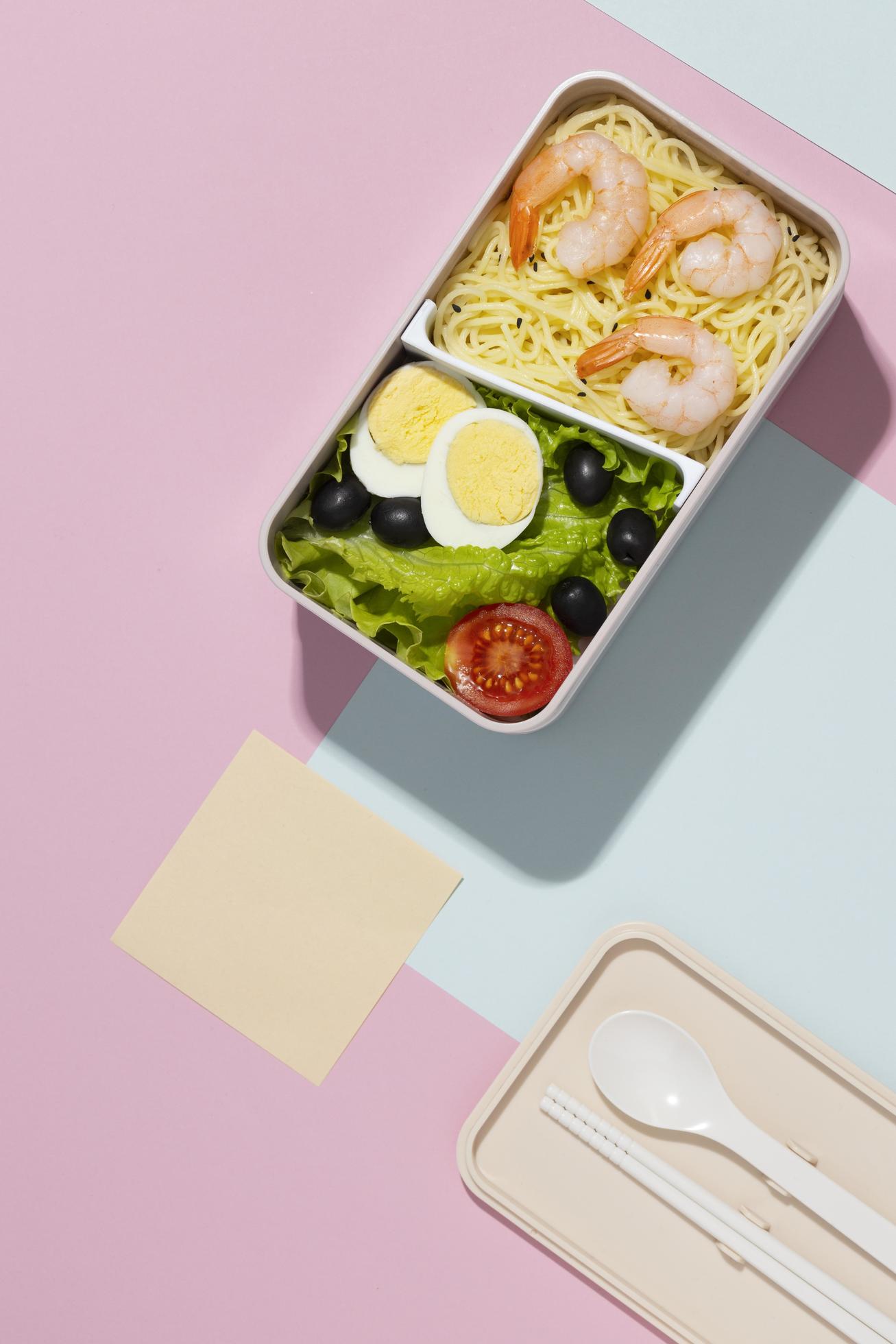 Top view composition food Japanese bento box Stock Free