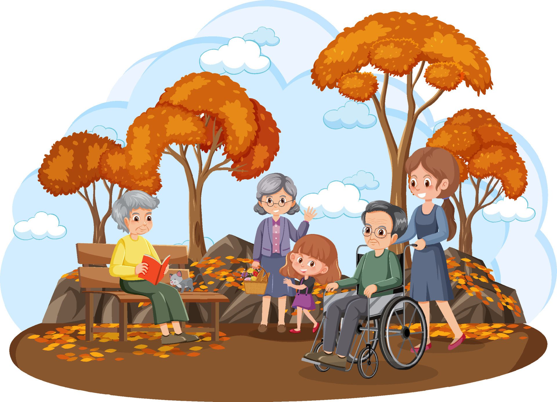 
									Elderly people at park Free Vector