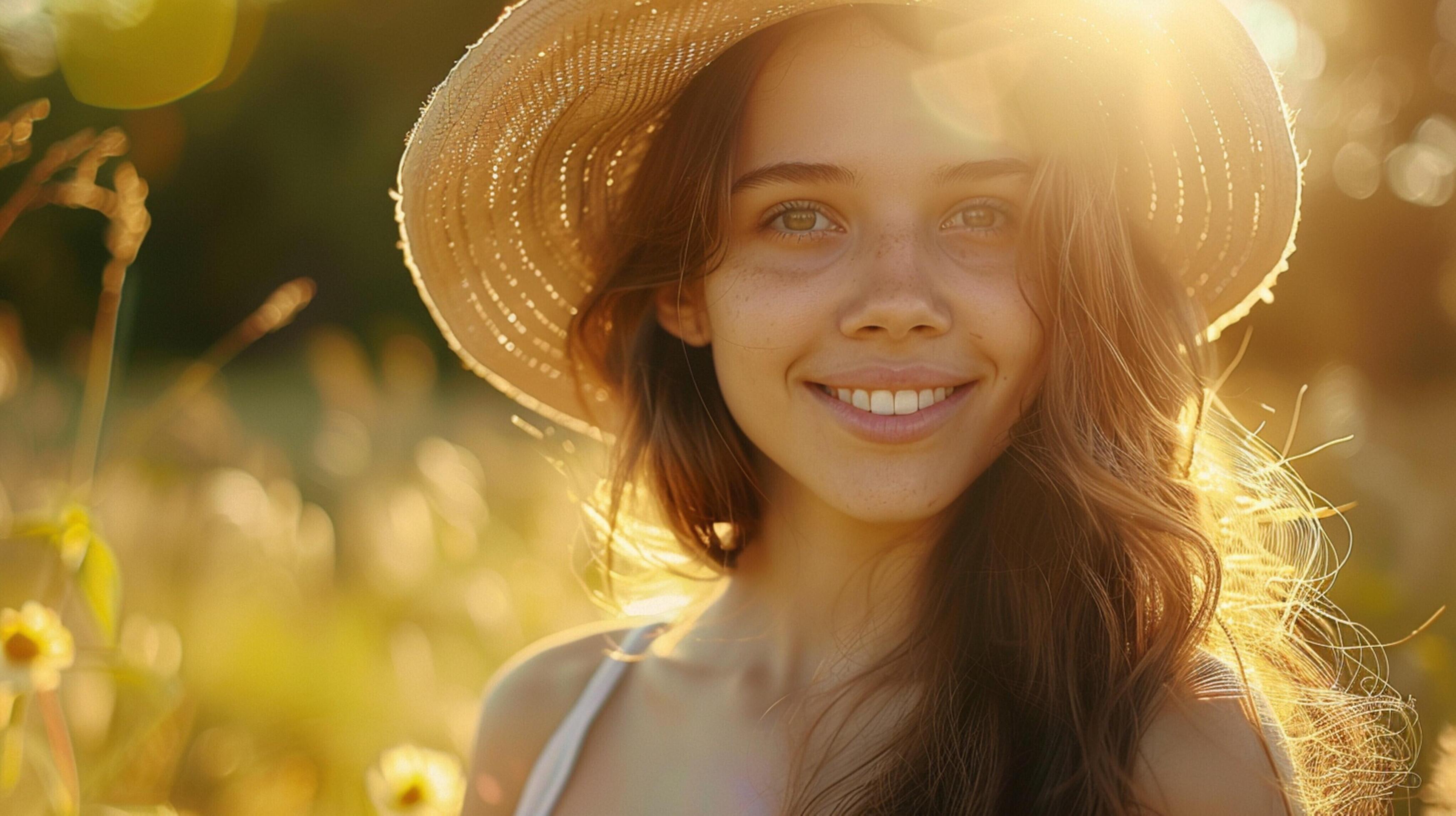 young woman outdoors looking at camera smiling Stock Free