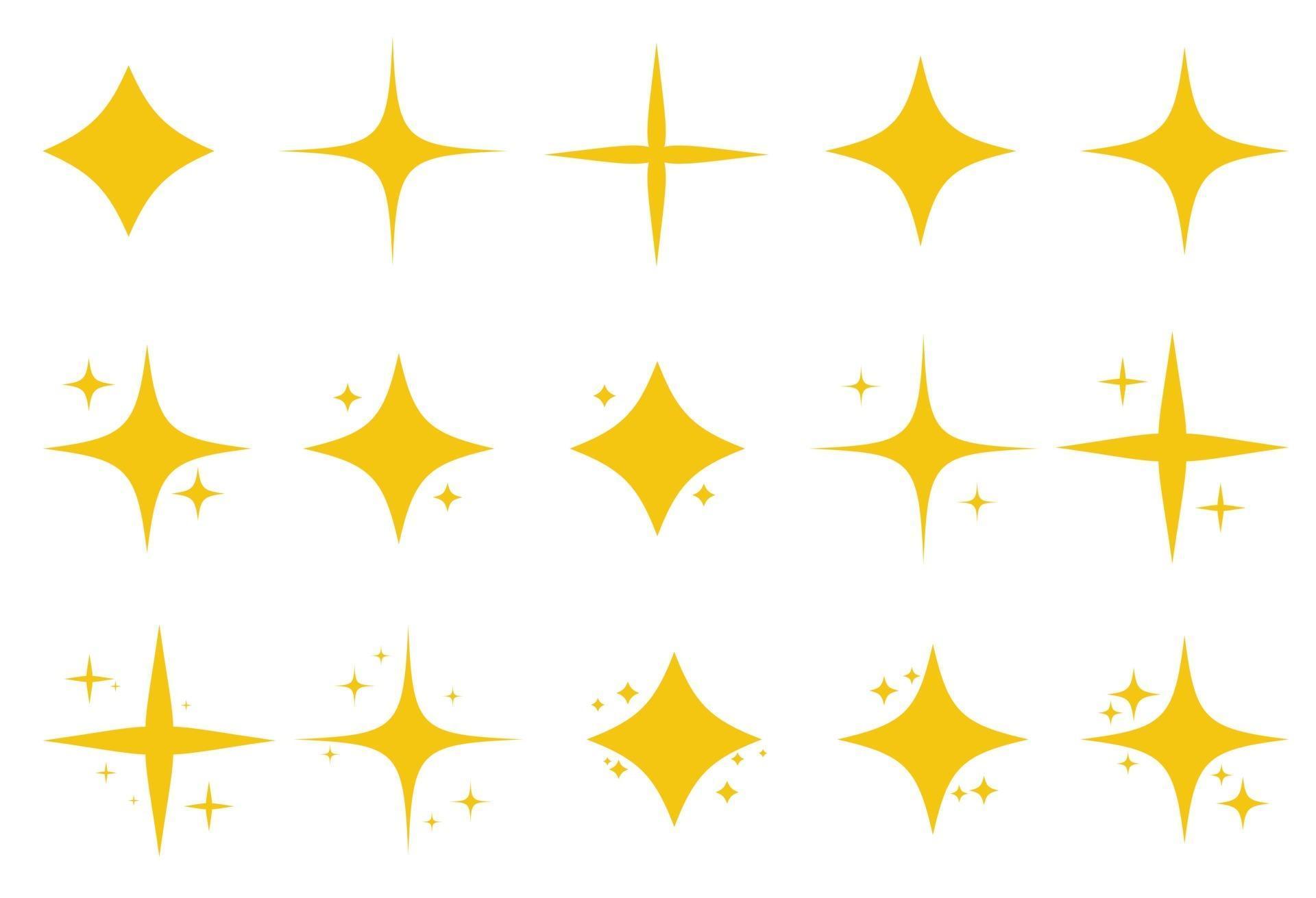 Yellow set of original bright stars sparkle icon. Glowing light effect stars collection. Vector Illustration Stock Free