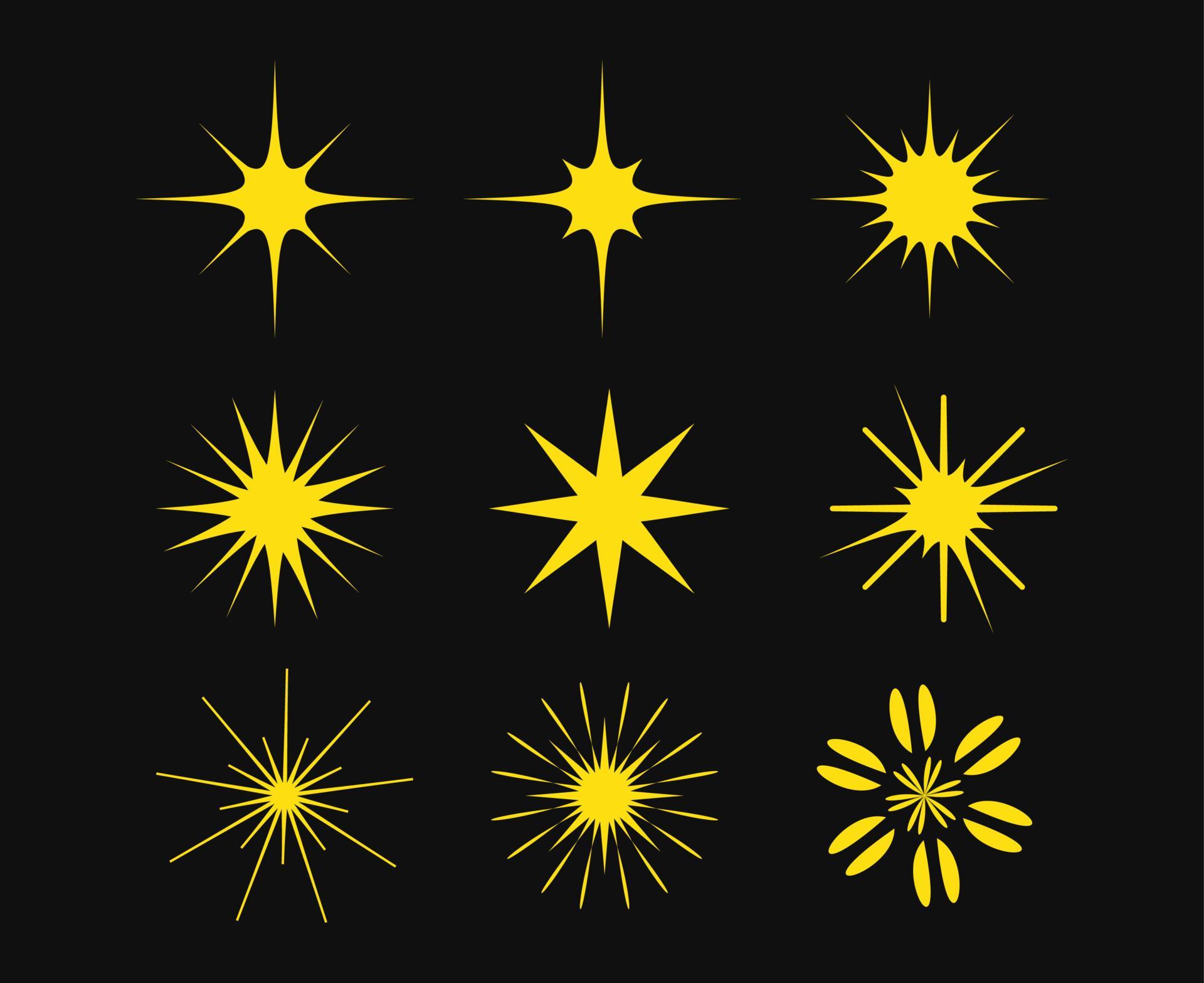 Flat sparkling star set Stock Free