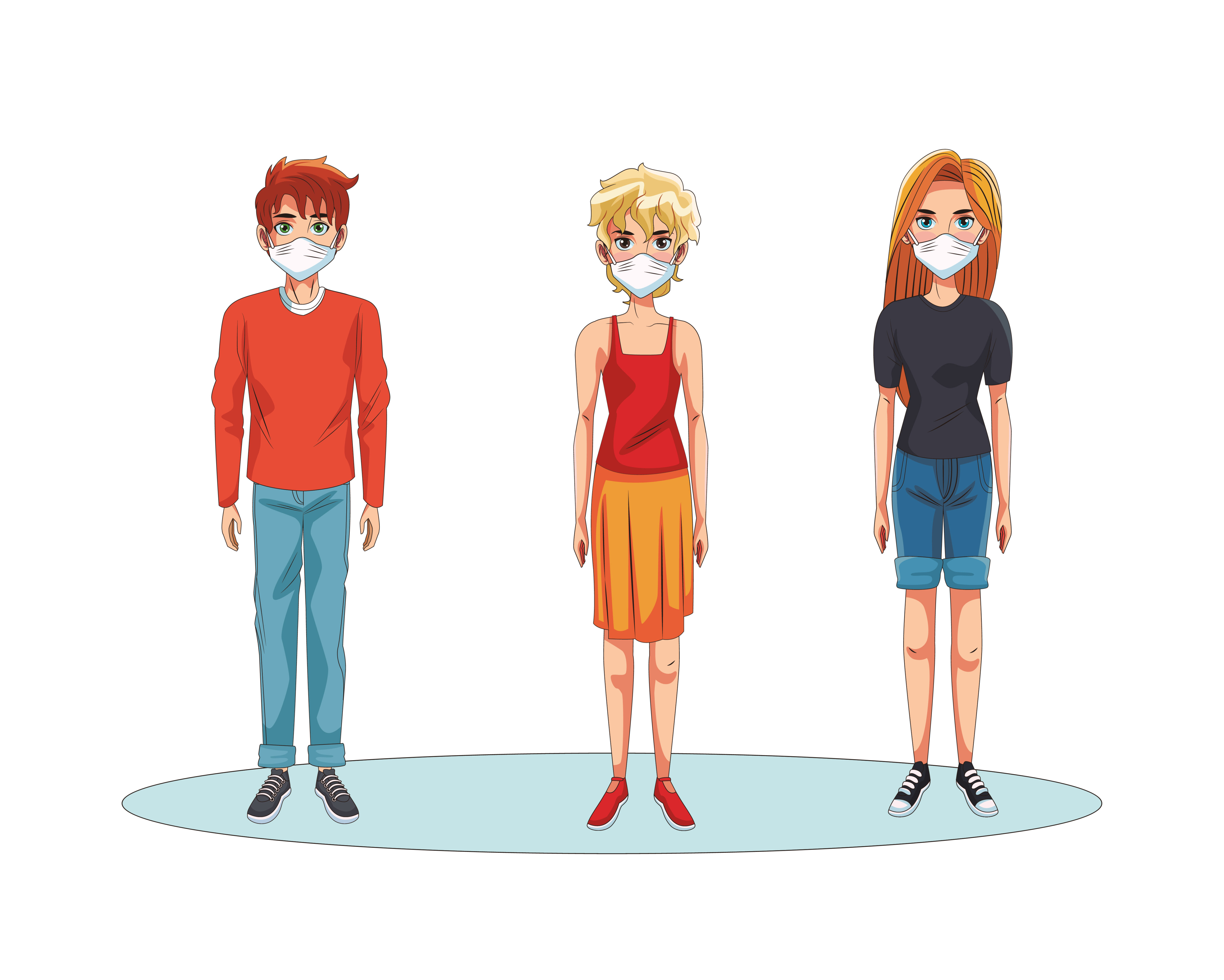 people using face masks characters Free Vector