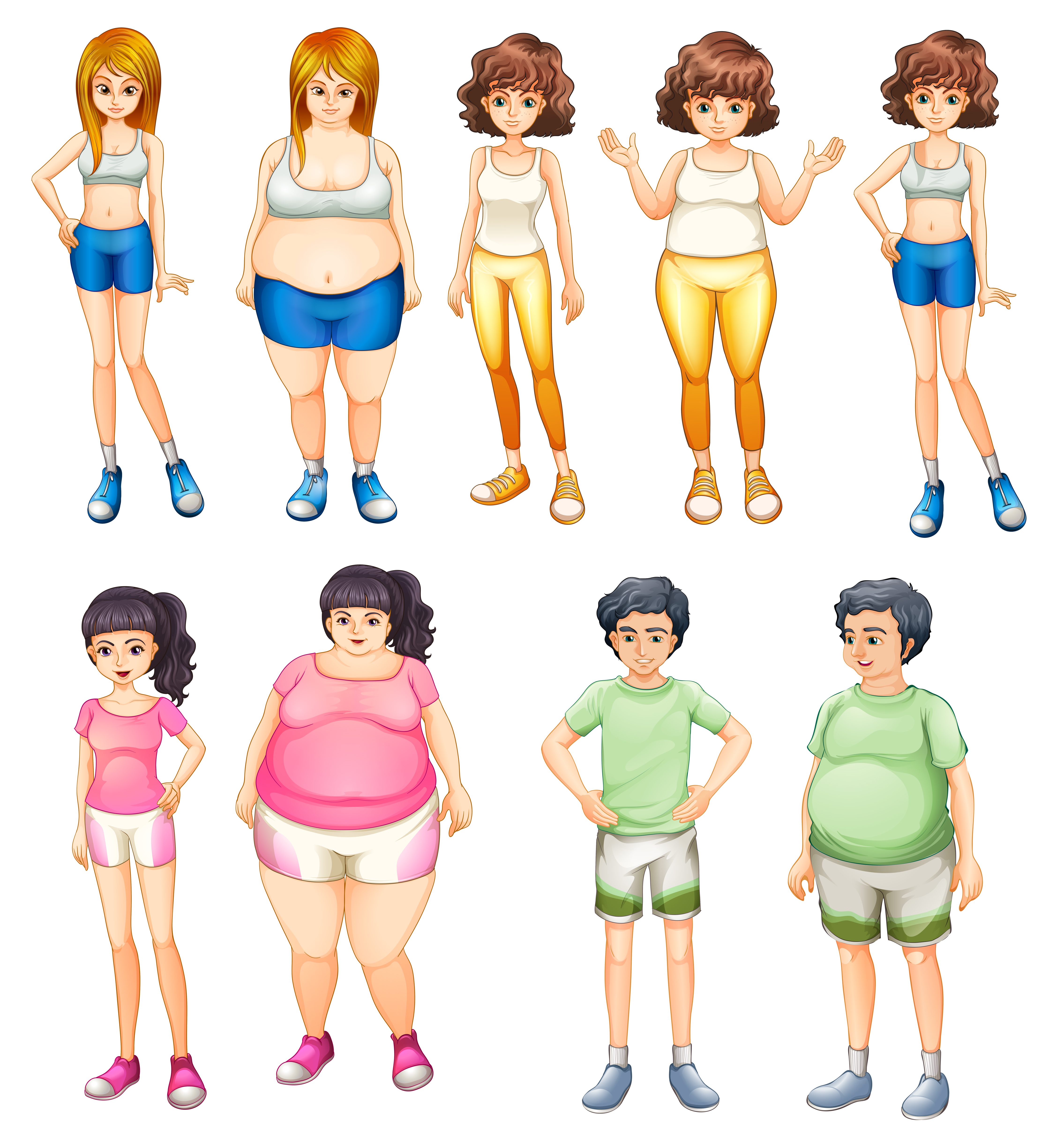 Overweight and skinny people Free Vector