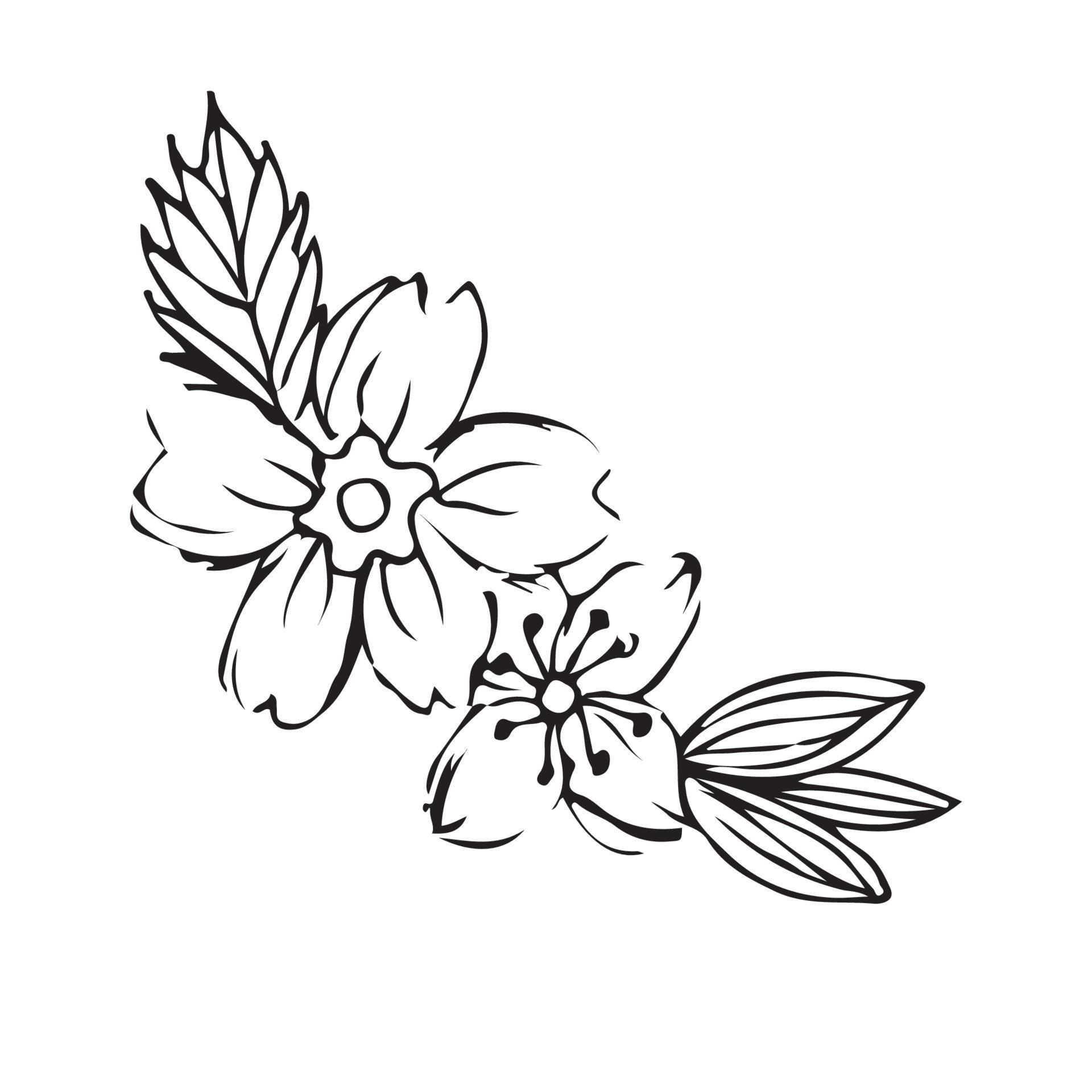 
									Hand drawn flowers for decoration. Line art Hand drawn flowers in vintage style Stock Free