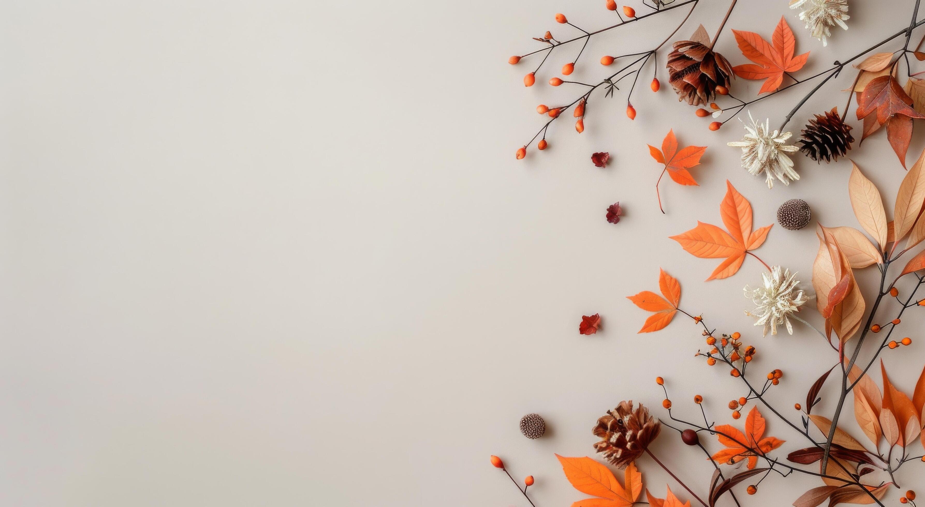 Autumnal Decor on Pink Background Stock Free