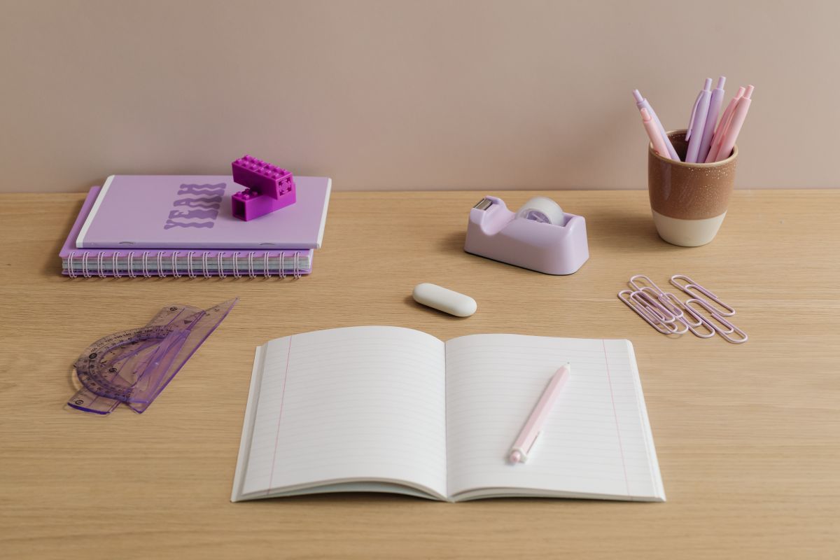 
									Pastel and Minimalist Stationery Aesthetic Collection: Modern Desk Accessories and School Supplies Stock Free