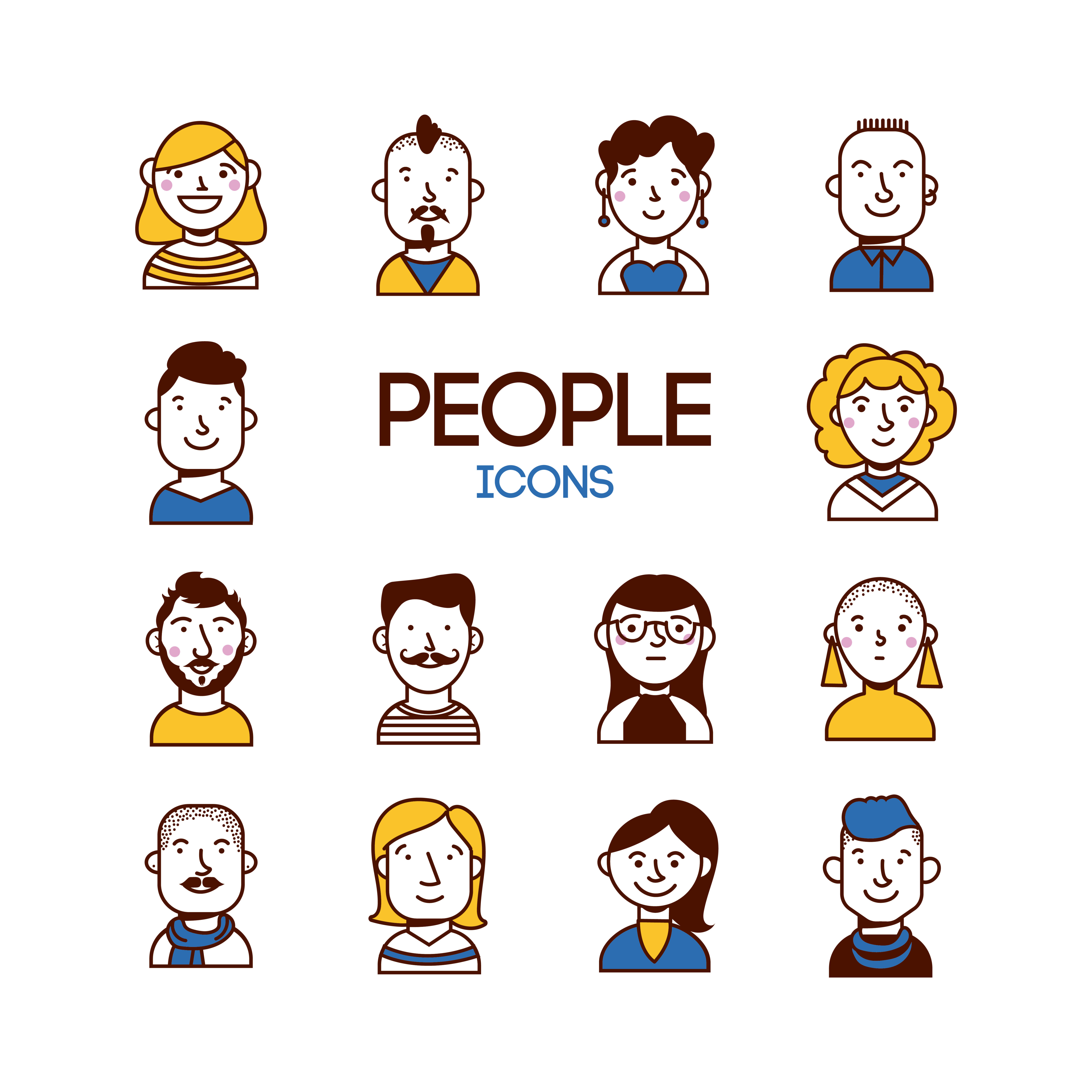 People characters icon set Free Vector