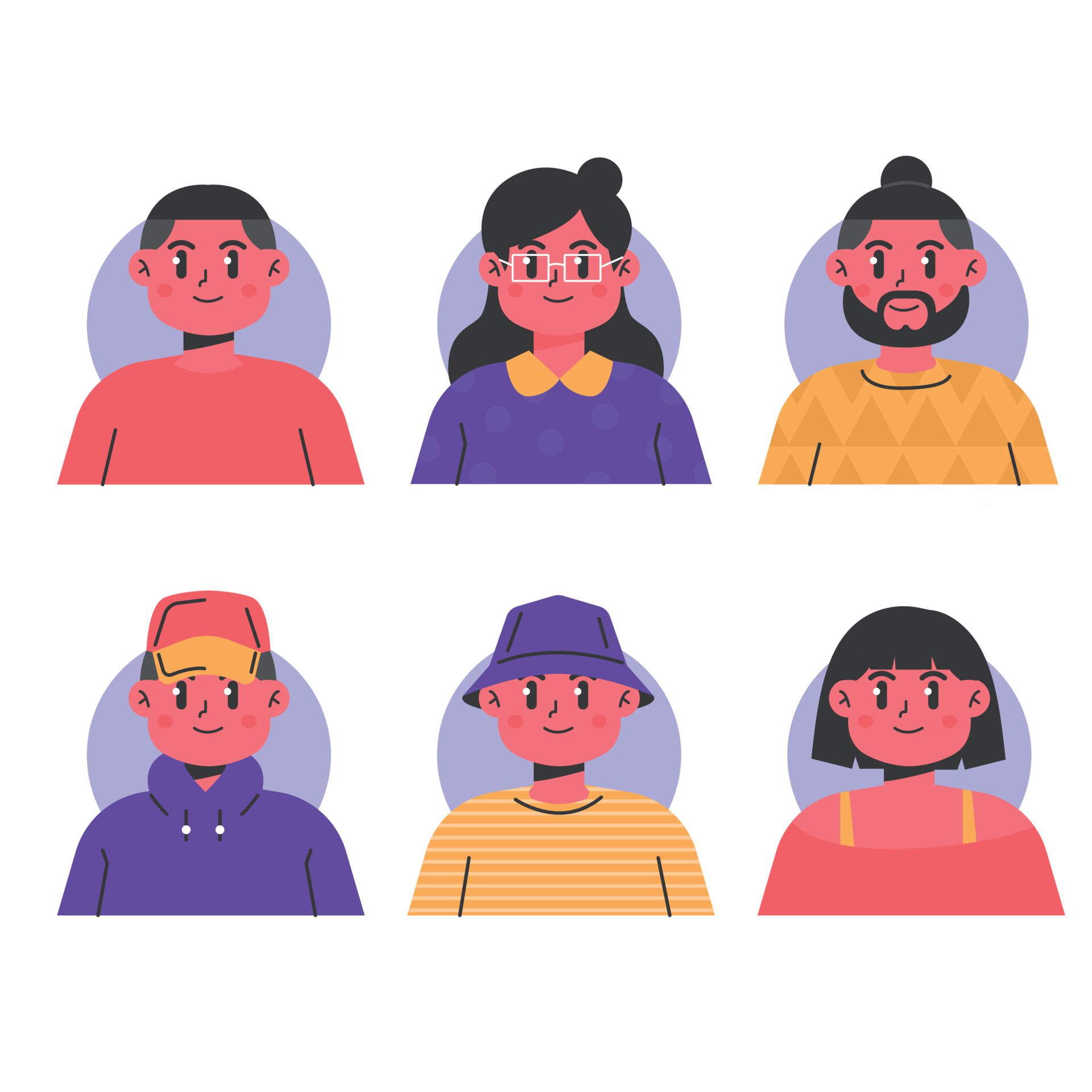 Pack of people avatars Free Vector