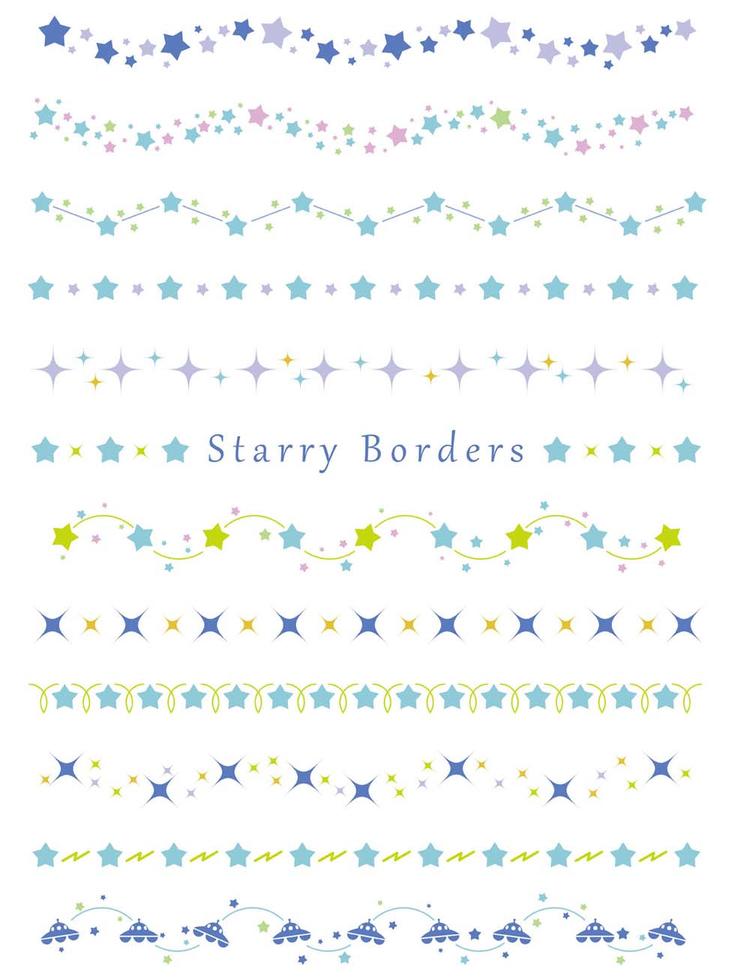 A set of assorted borders with various star patterns. Stock Free