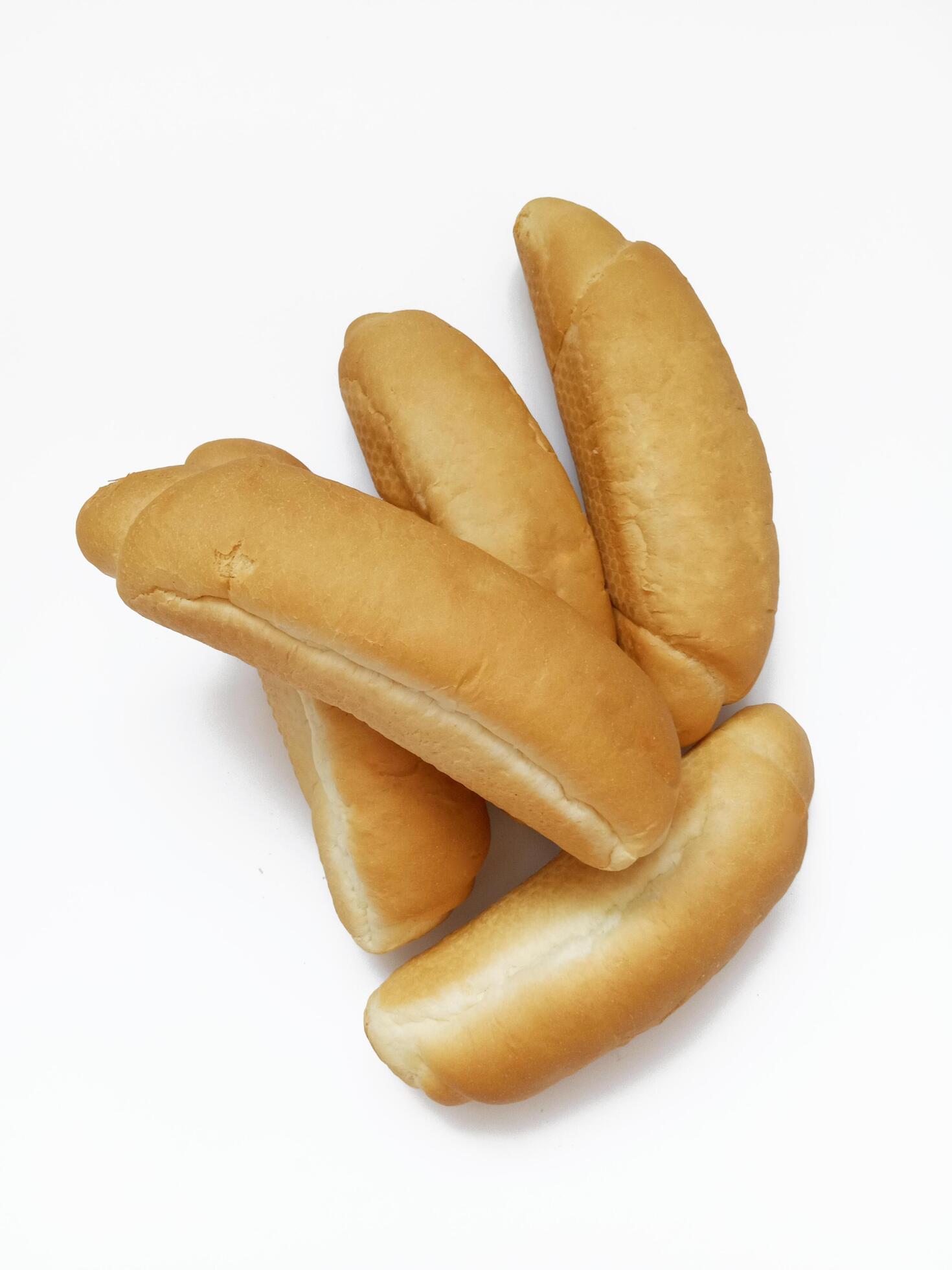 hot dog buns on white background Stock Free