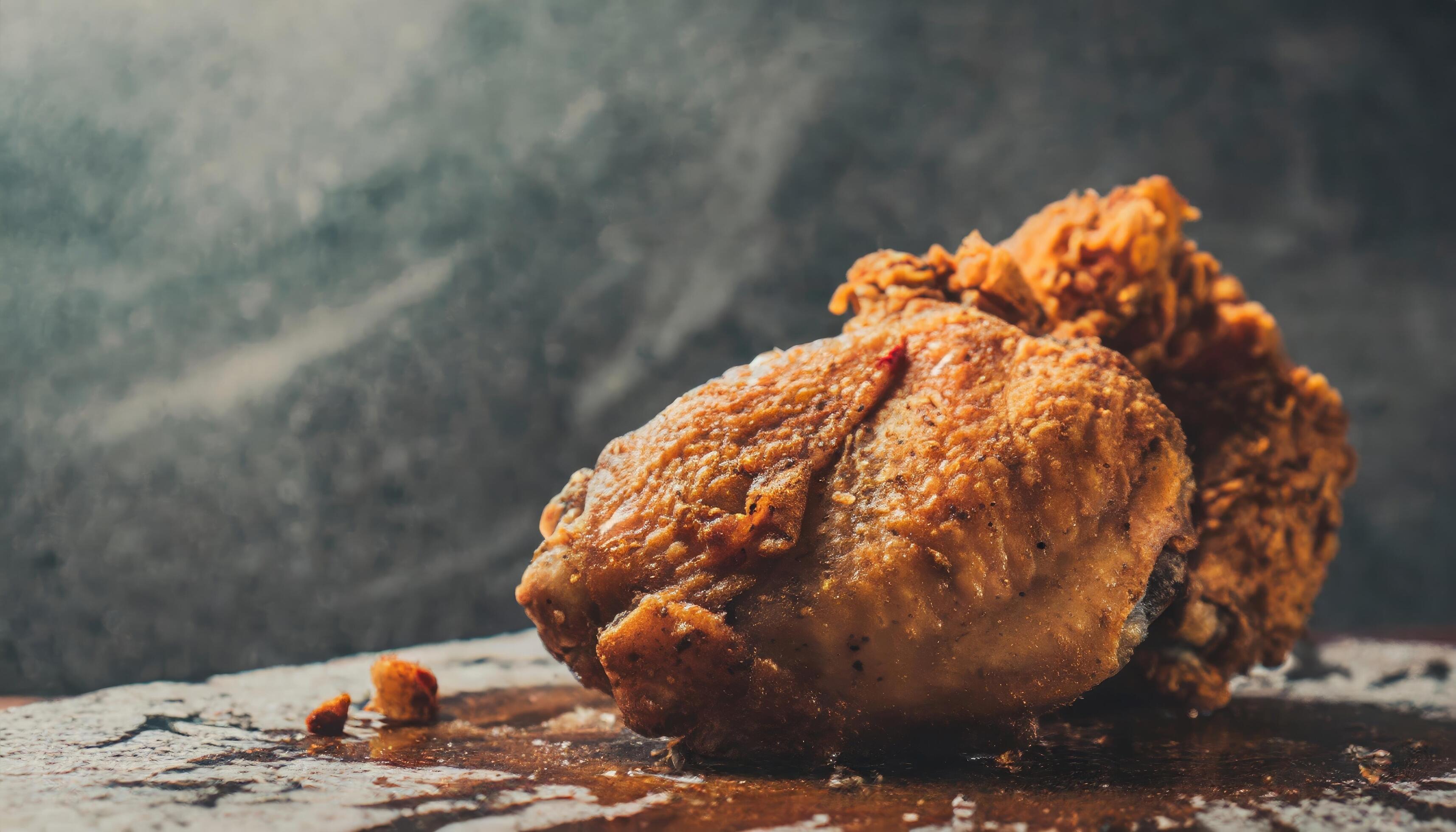 Copy Space image of Classic Southern Fried Chicken on dark background. Stock Free