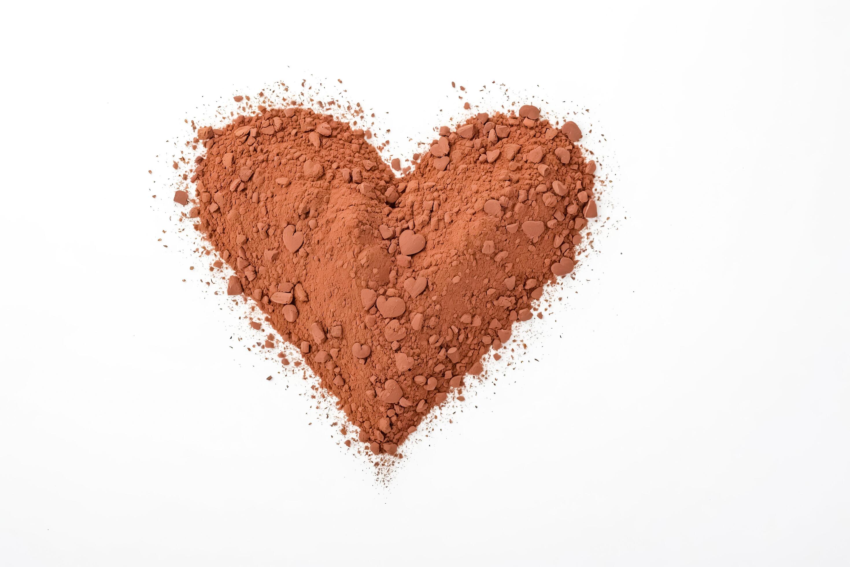 Cocoa Powder Heart Shape on White Background Stock Free