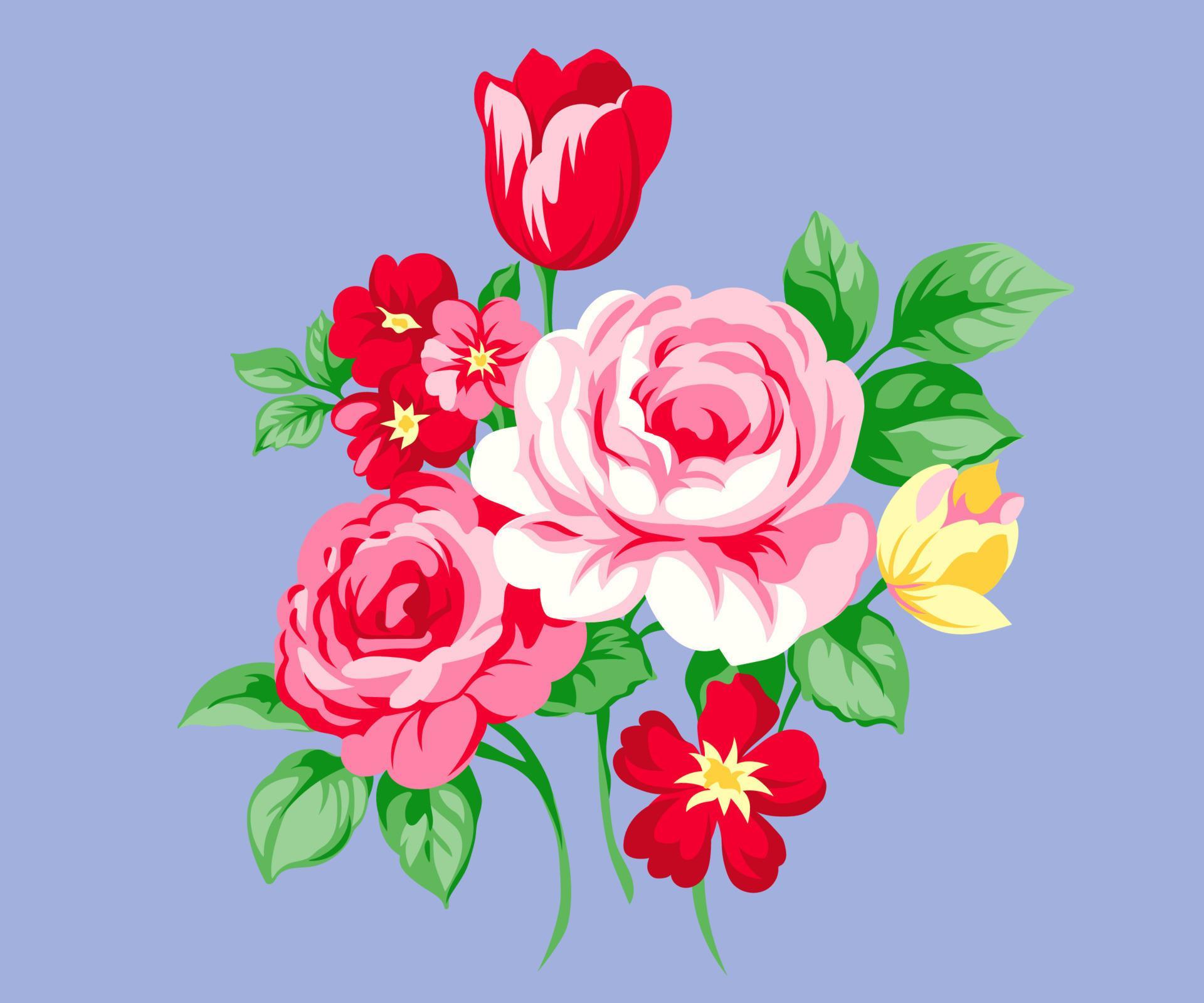 vector graphic design, beautiful and cute flower arrangement illustration, the concept is vector cartoon Stock Free