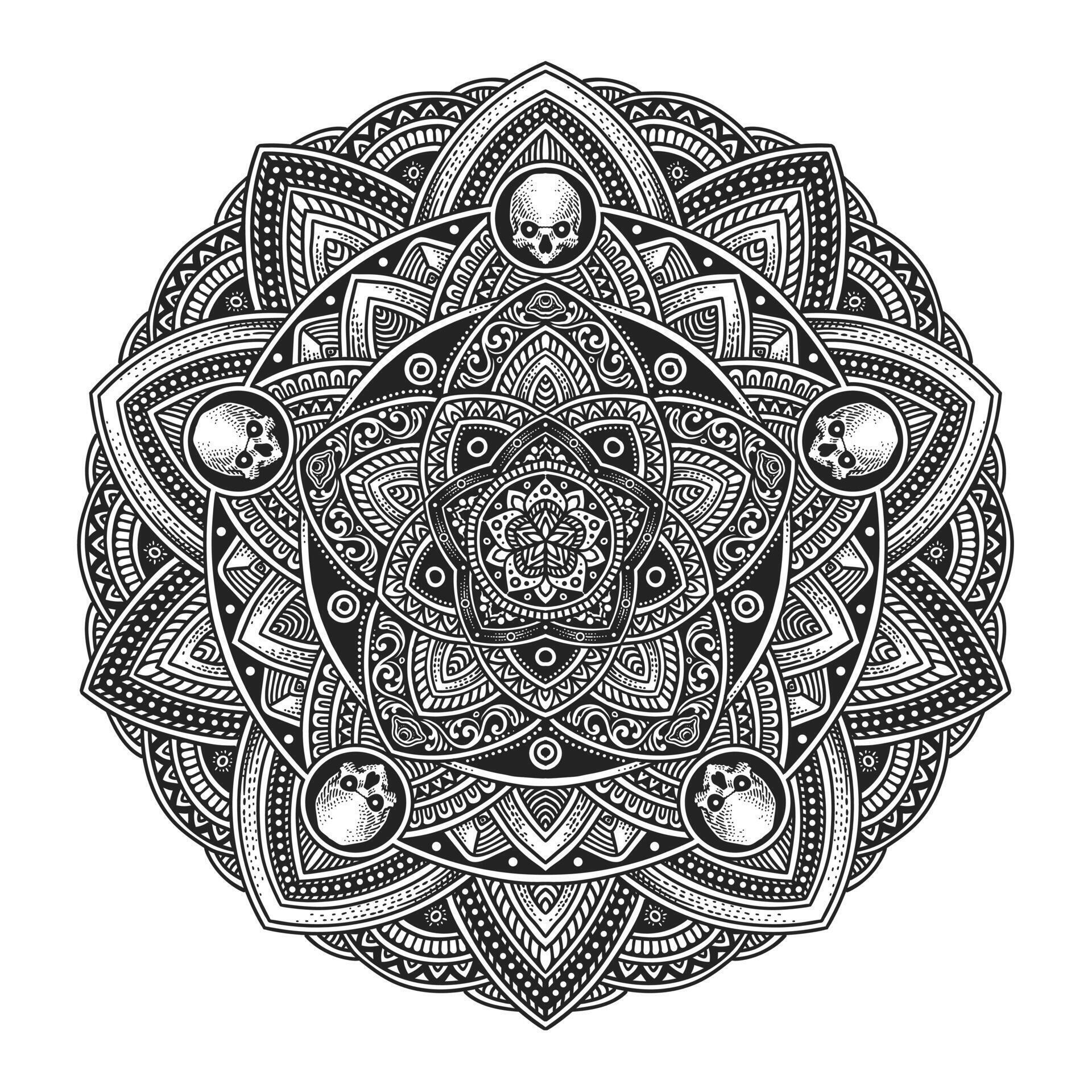 Beautiful floral pattern mandala art isolated on a black background – Eps 10 Stock Free