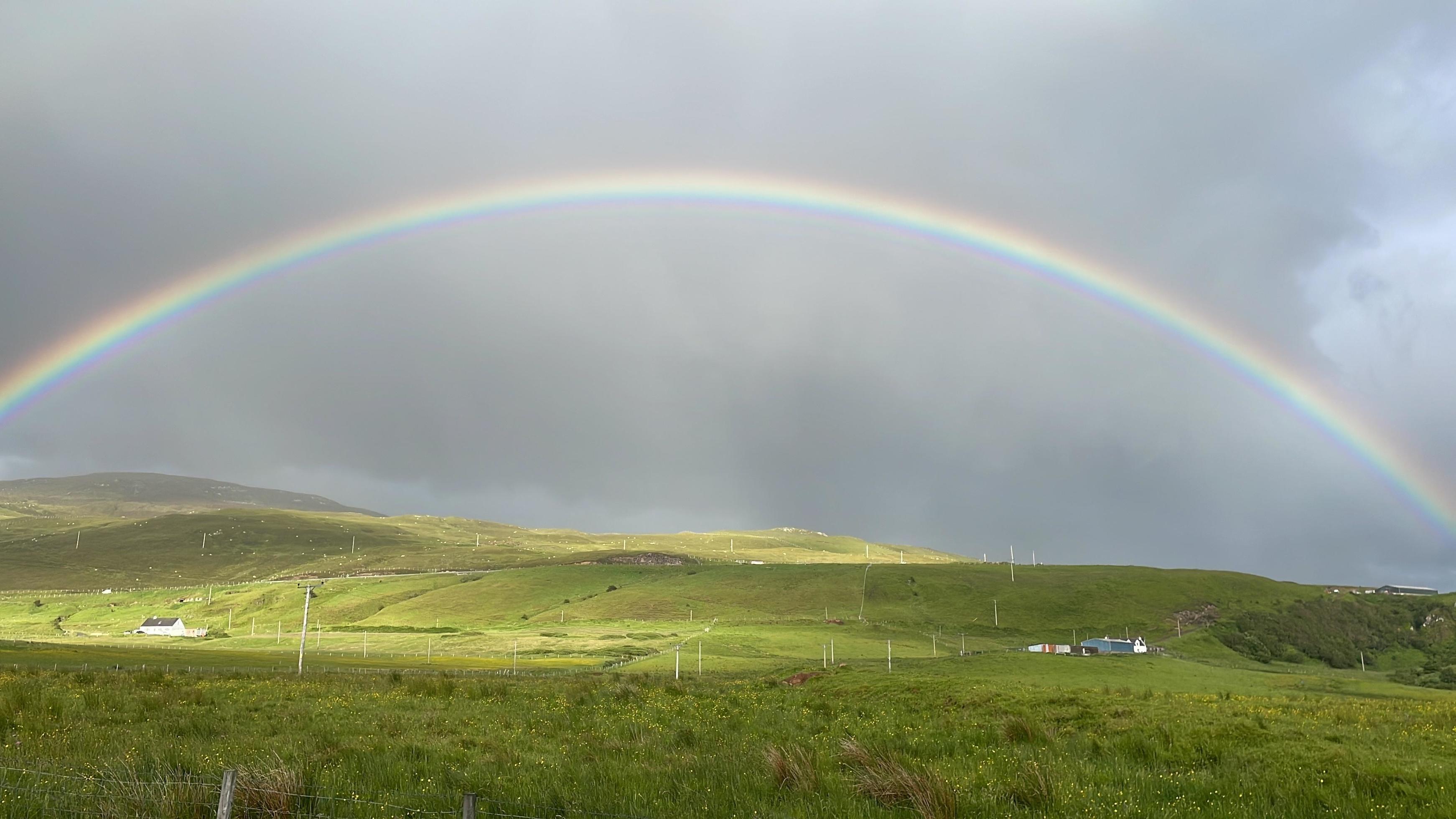 Stunning rainbow in The Highlands of Scotland Stock Free