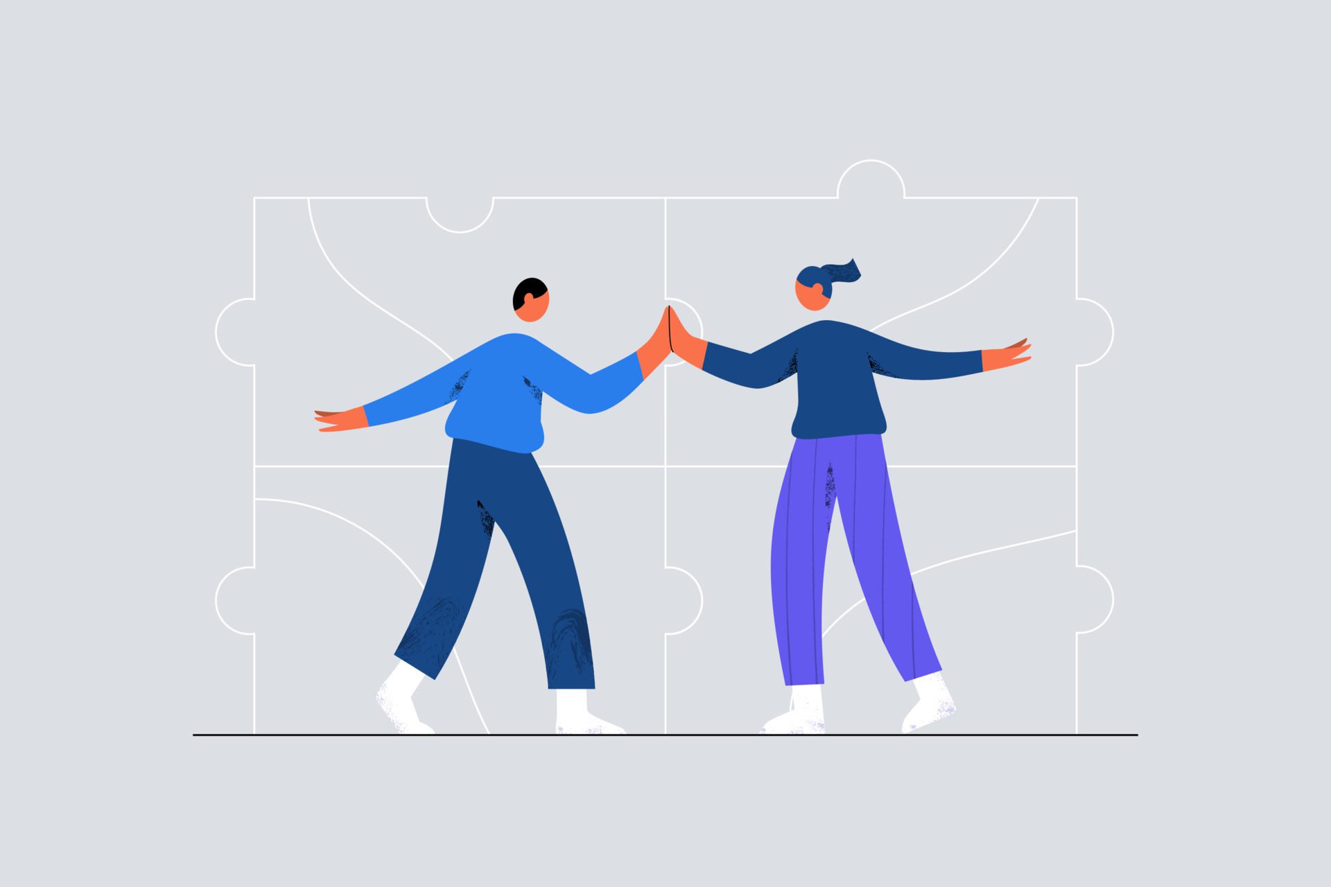 Business people giving high five teamwork concept Free Vector