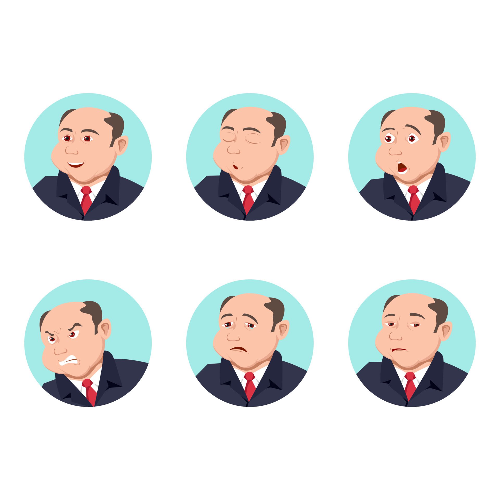 boss character icon set Free Vector