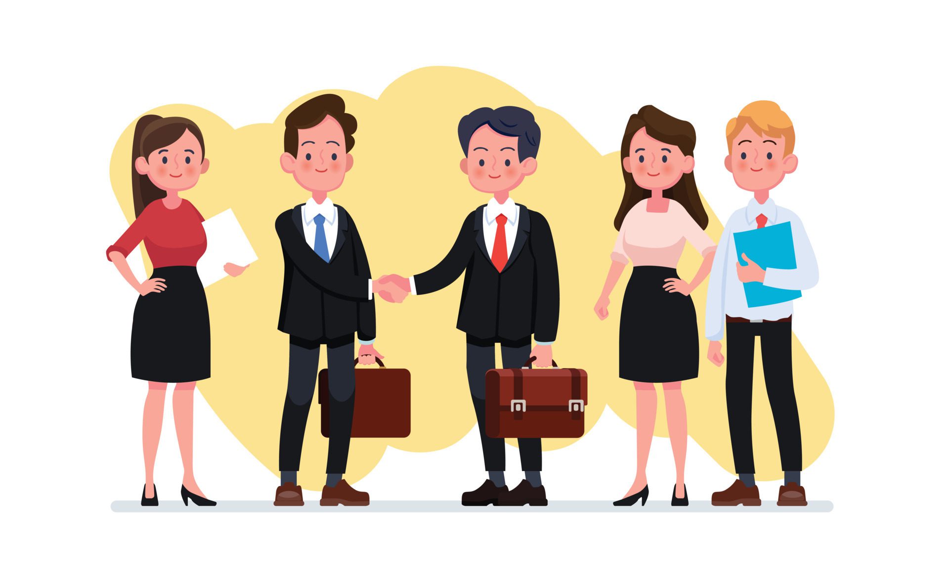 Group of business men and women, working people. Business team and teamwork concept. Flat design people characters Free Vector