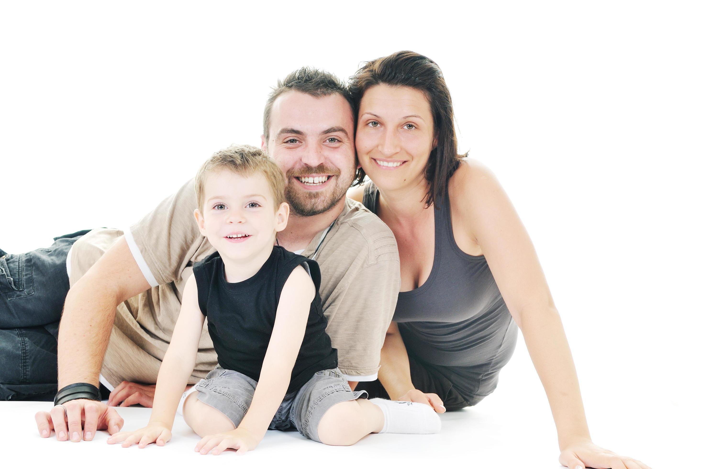 happy young family isolated on white Stock Free