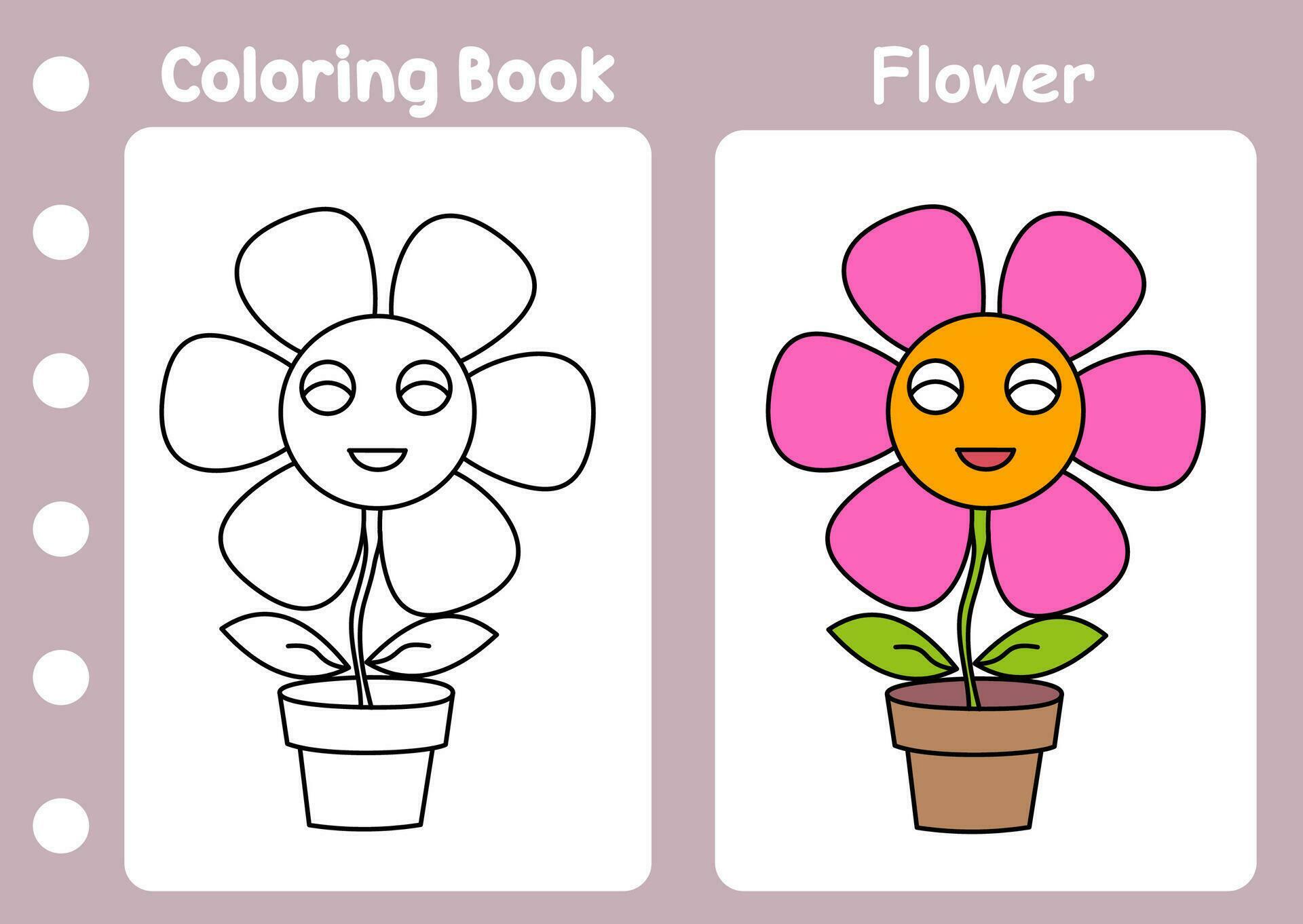 coloring book beatiful flower for kids Stock Free