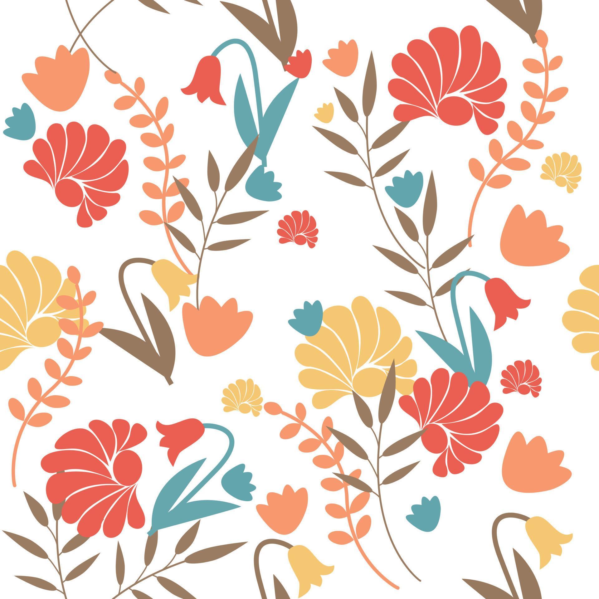 
									Abstract seamless pattern with flowers and leaves Stock Free