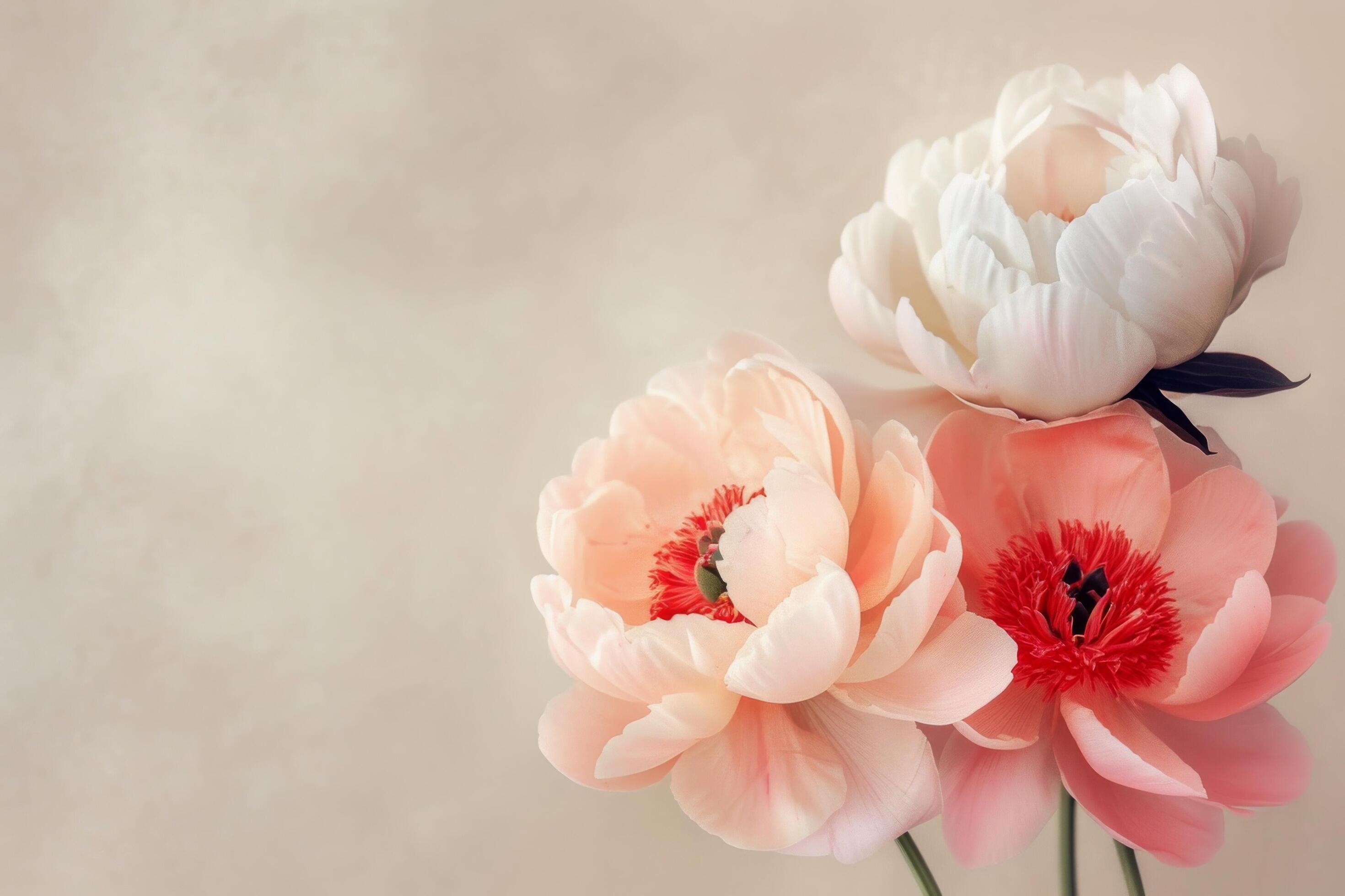 Pink and White Flowers Against Tan Background Stock Free